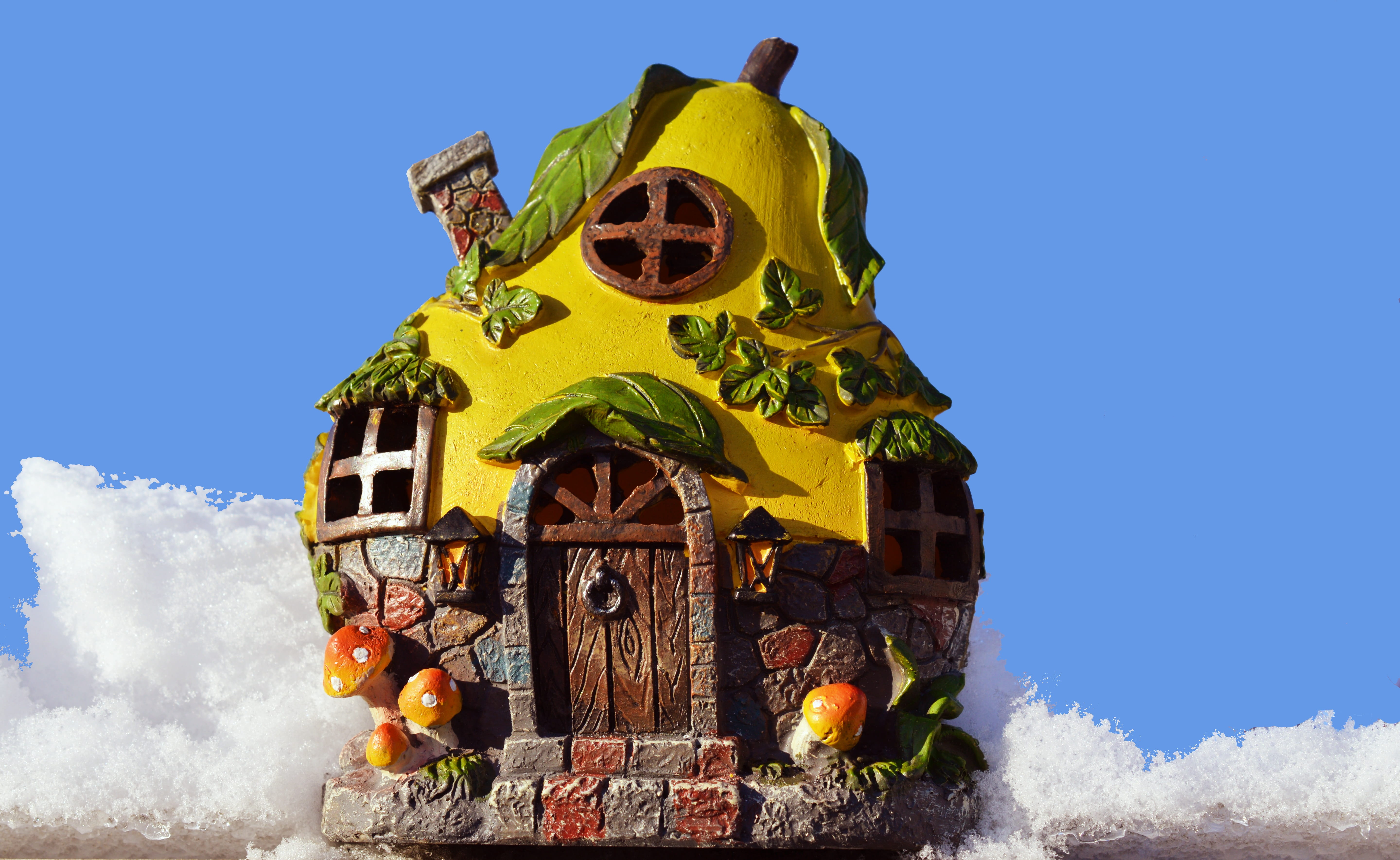 outdoors, no people, building exterior, sky, cottage, building, religion, yellow, Fairy Tale, fantasy, windows, belief, architecture, spirituality, day, HD Wallpaper