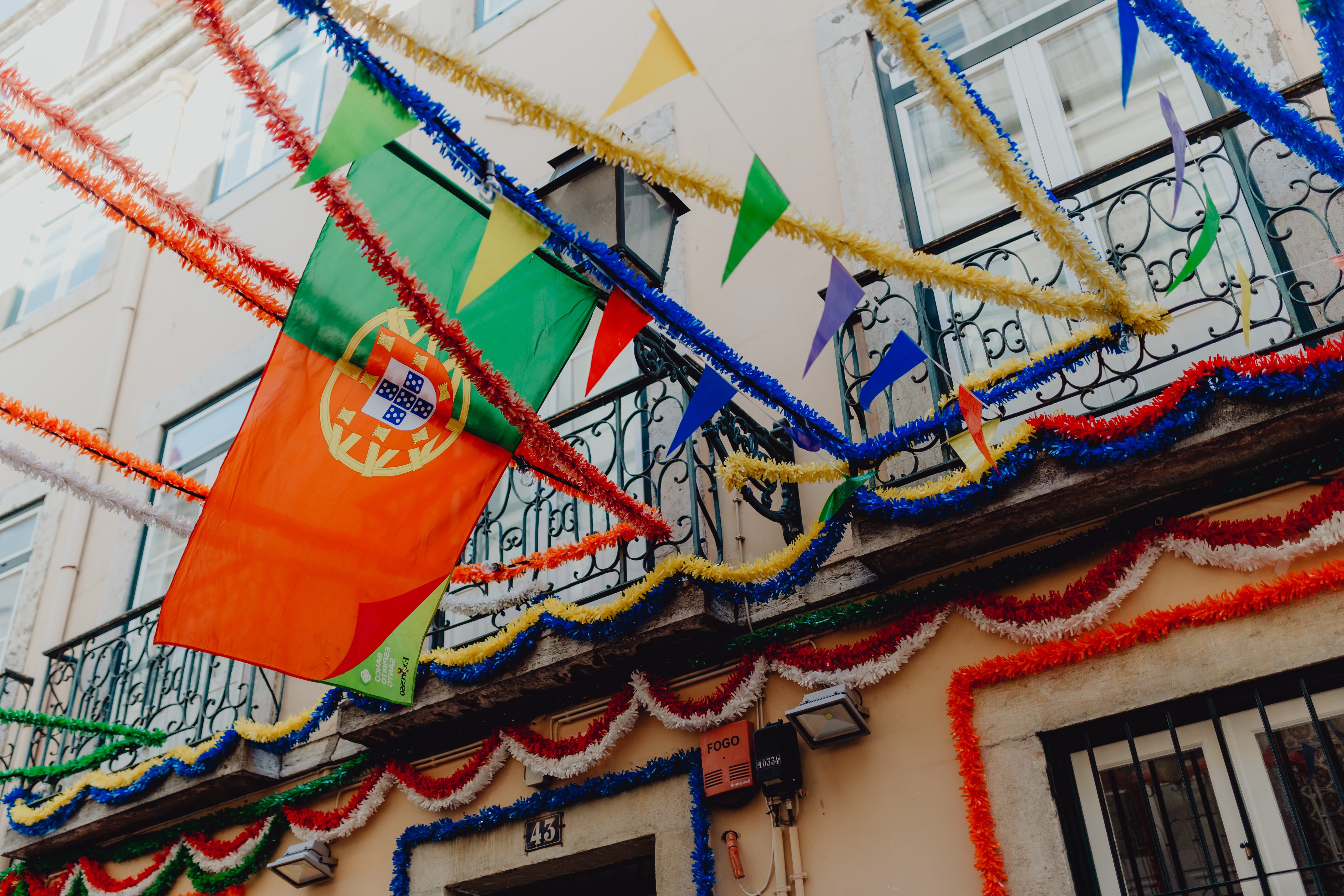 hanging, festival, roof, arts culture and entertainment, happy, alfama, colorful, lisboa, belief, garland, no people, nature, building, building exterior, HD Wallpaper