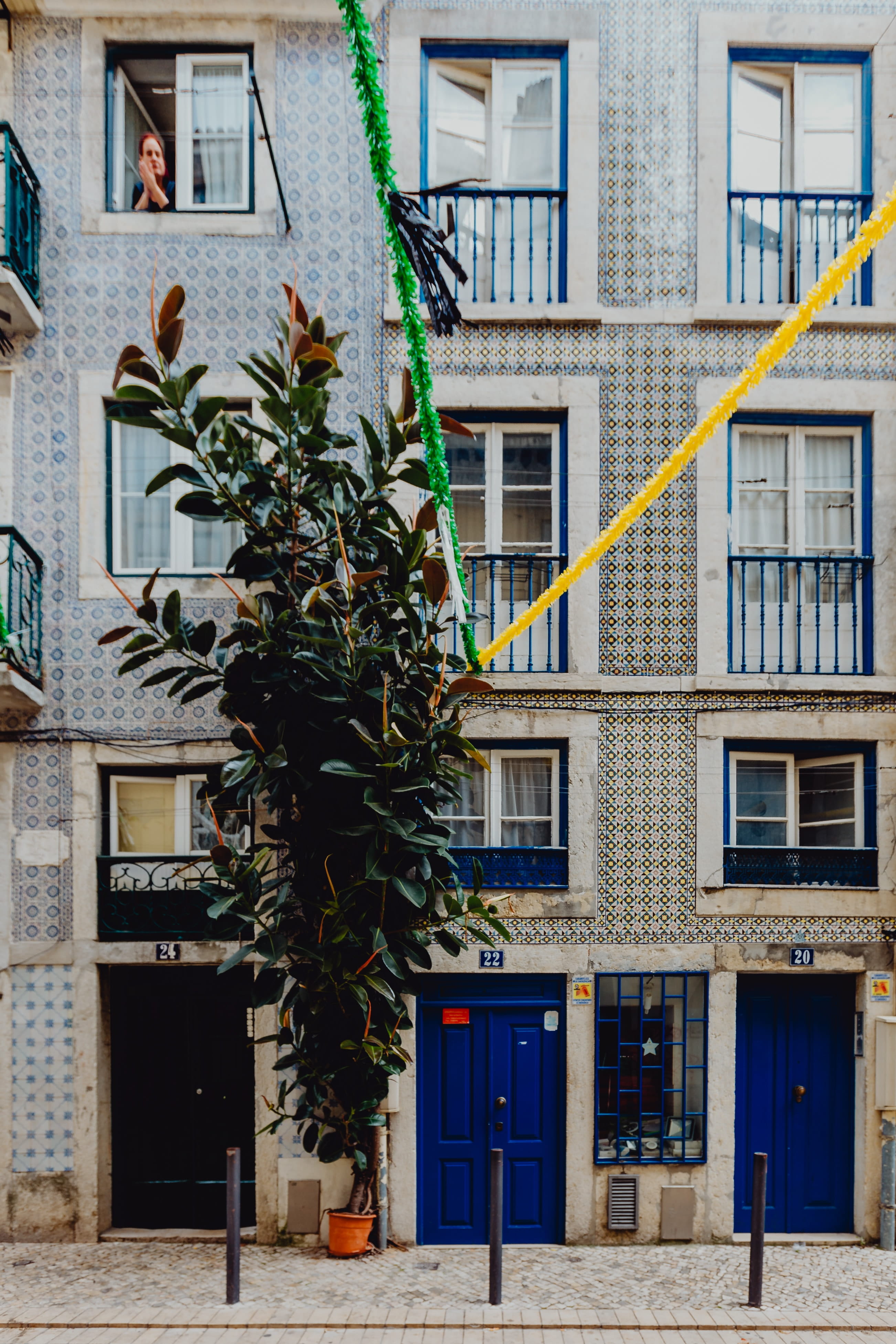 sunlight, leaf, plant, lisboa, yellow, city, feast, travel, house, no people, alfama, june, growth, santo antonio, Europe, garland, green color, celebration, Phone HD Wallpaper