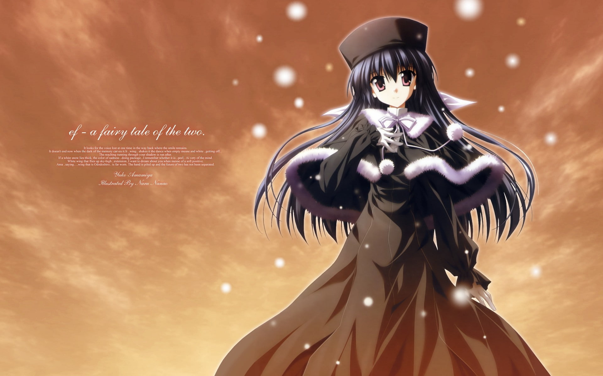 1080P, ef - a fairy tale of the two, ef: A Tale of Memories, Amamiya Yuuko, anime girls, snow, HD Wallpaper