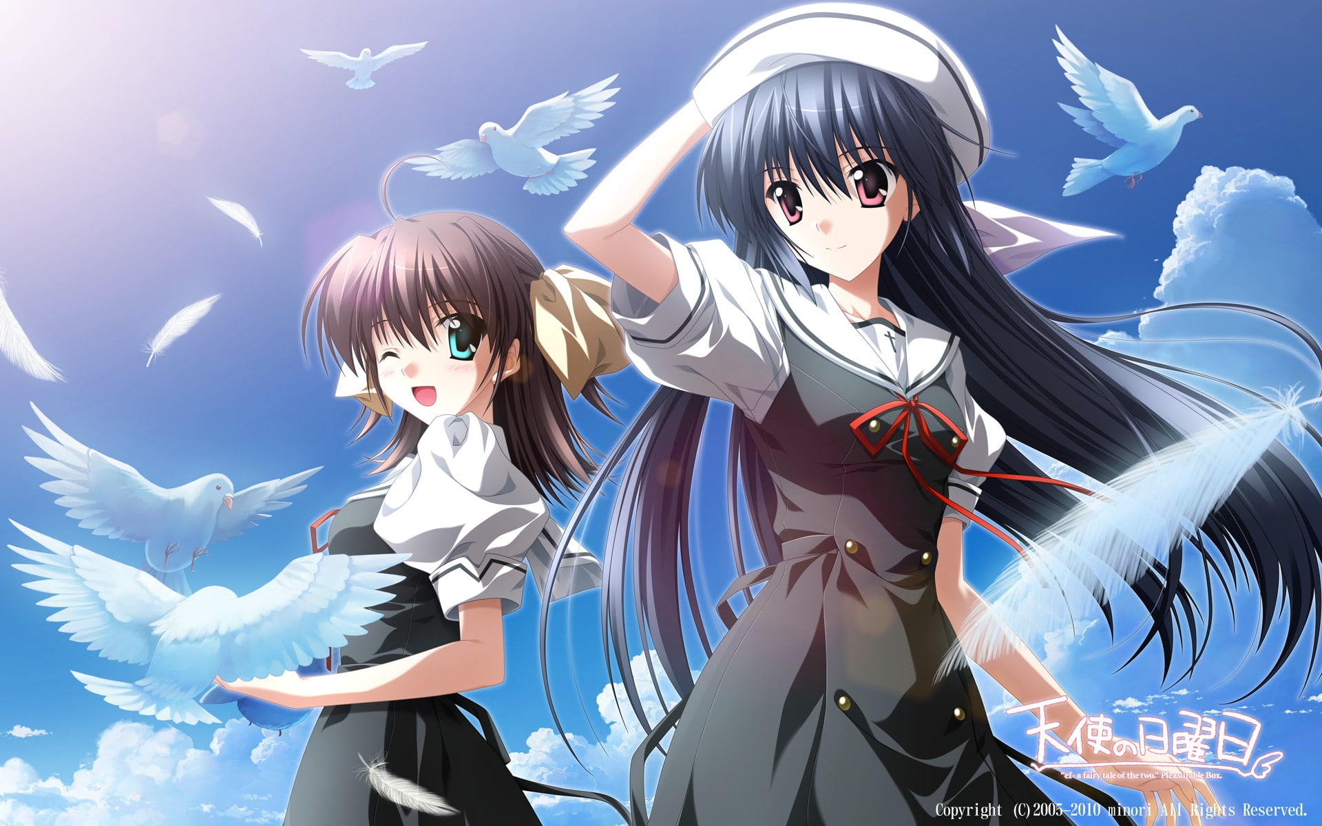 females, leisure activity, 1080P, real people, anime, two people, anime girls, women, casual clothing, hairstyle, three quarter length, ef - a fairy tale of the two, HD Wallpaper
