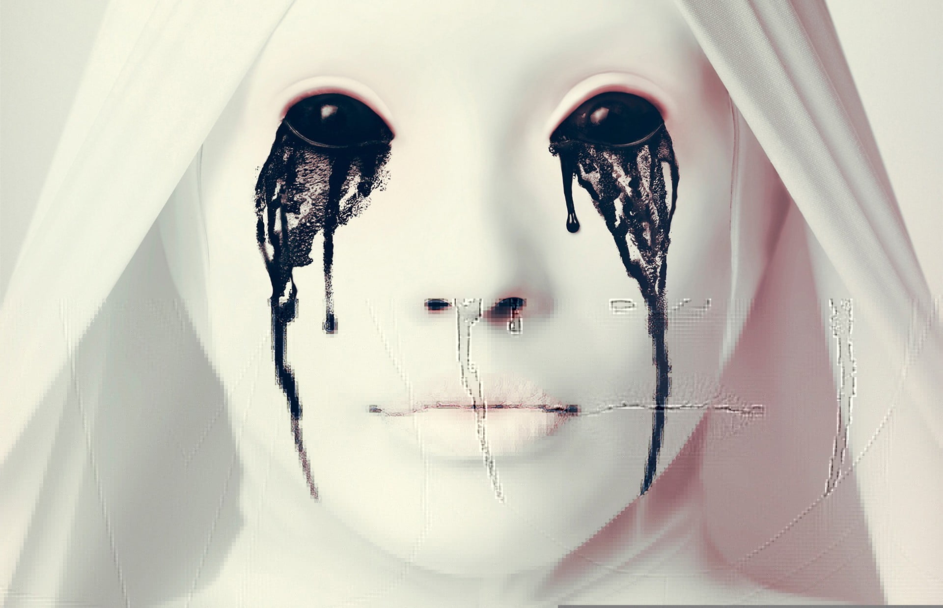 beauty, 1080P, hijab, veil, series, bizarre, beautiful woman, now, season two, digital composite, statue, human body part, close-up, adult, women, marble, HD Wallpaper