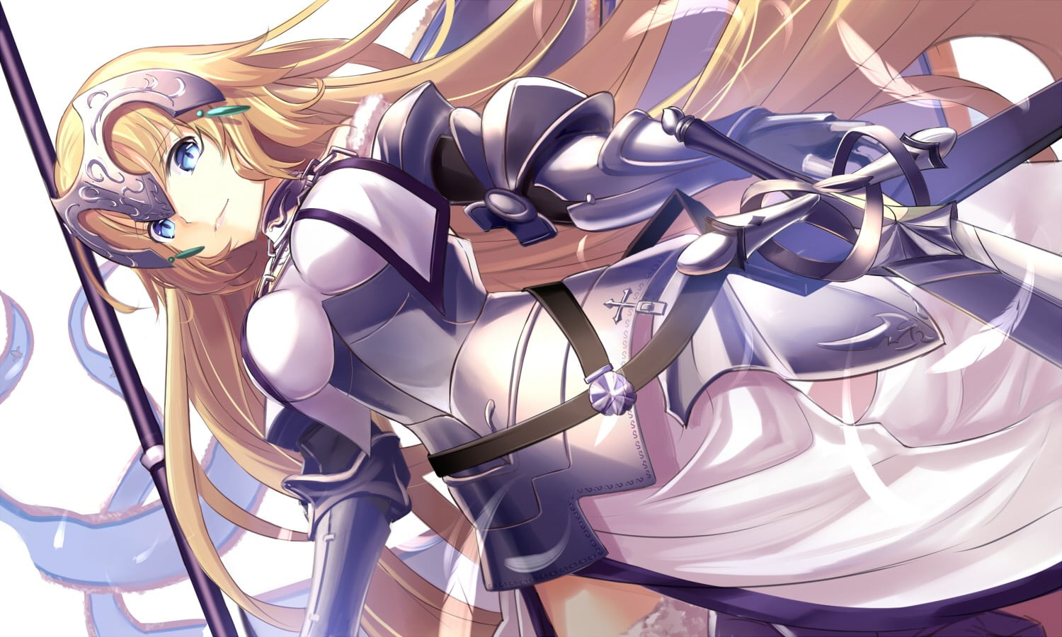 dress, representation, armor, Fate Series, 720P, day, Jeanne dArc, in a row, large group of objects, focus on foreground, still life, long hair, headdress, HD Wallpaper