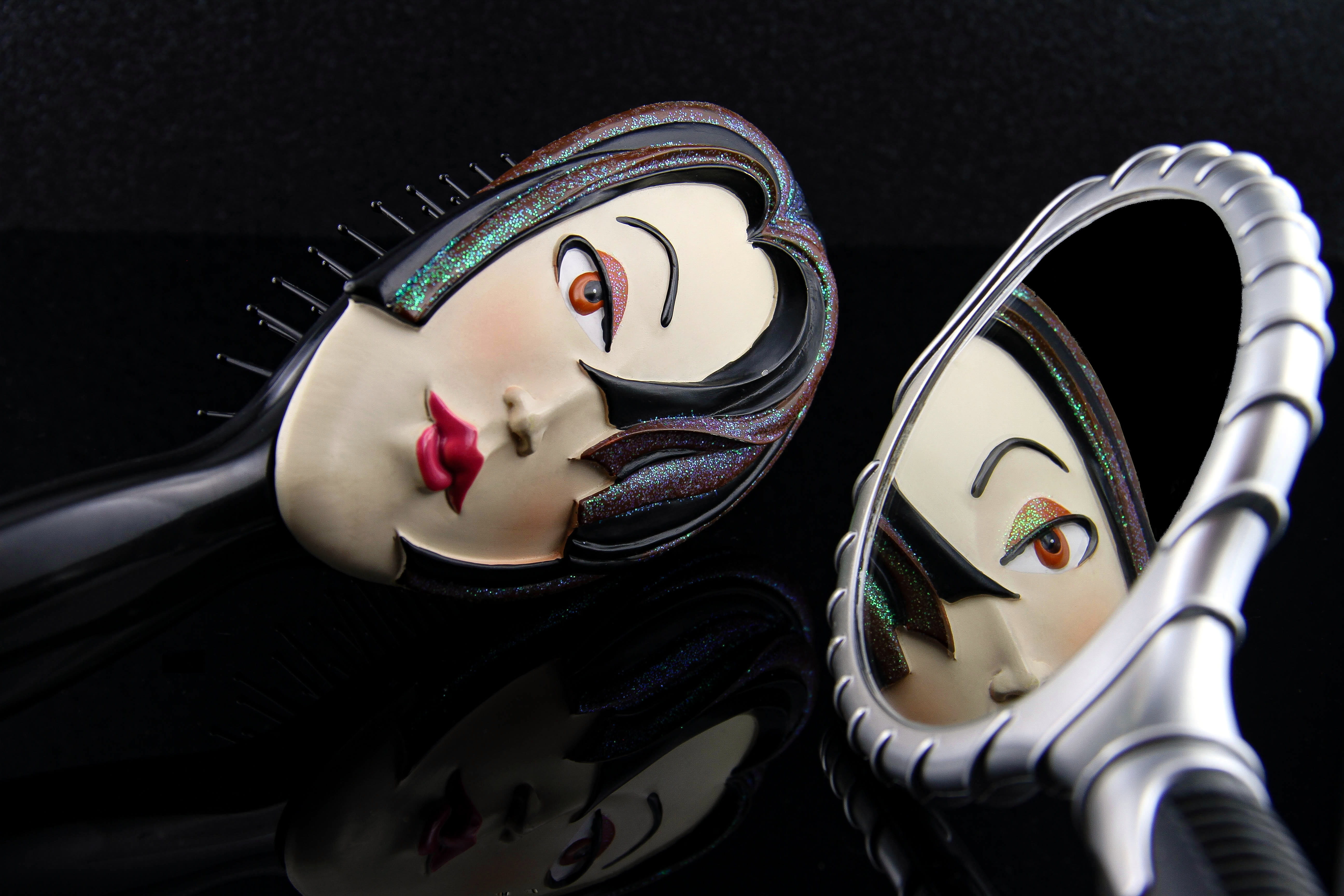 barber supplies, close-up, craft, 5K, no people, multi colored, arts culture and entertainment, mask - disguise, brush with ceramic head, female likeness, HD Wallpaper