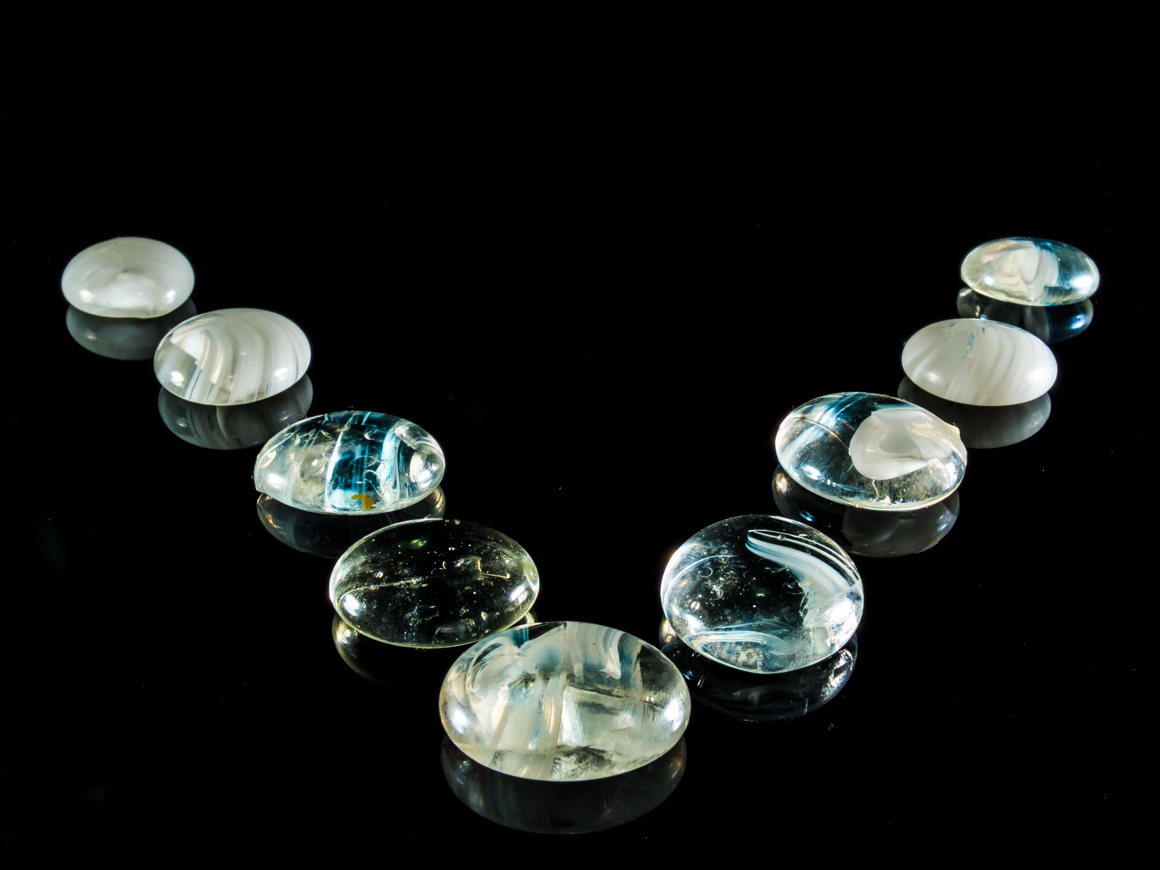 Semi Precious Stones, wealth, precious, reflection, luxury, geometric shape, glass, stones, shape, 4K, variation, group of objects, nature, indoors, shiny, HD Wallpaper