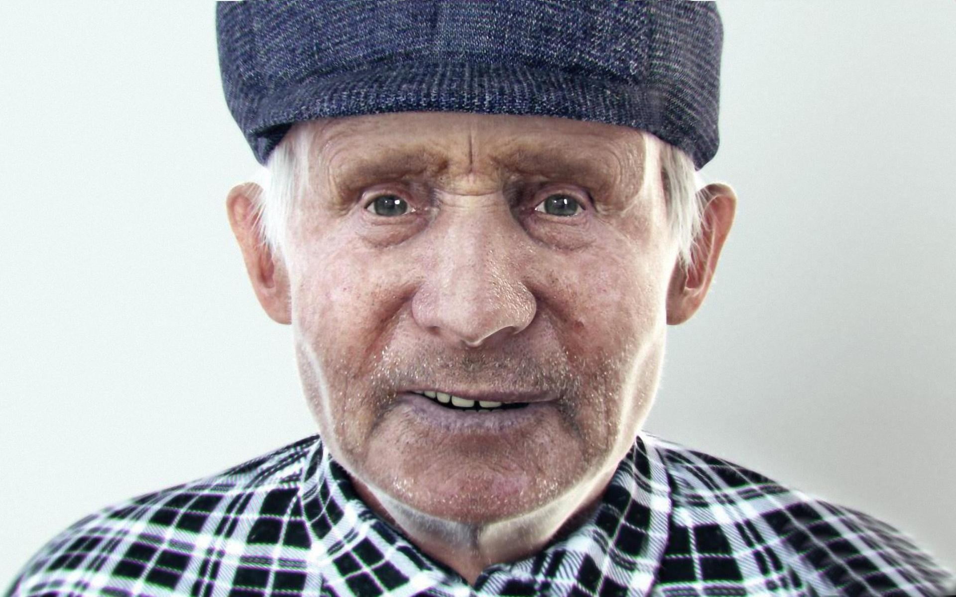 blue, human face, males, facial hair, emotion, cap, men, mature men, plaid shirt, body part, casual clothing, hat, human body part, studio shot, senior adult, HD Wallpaper