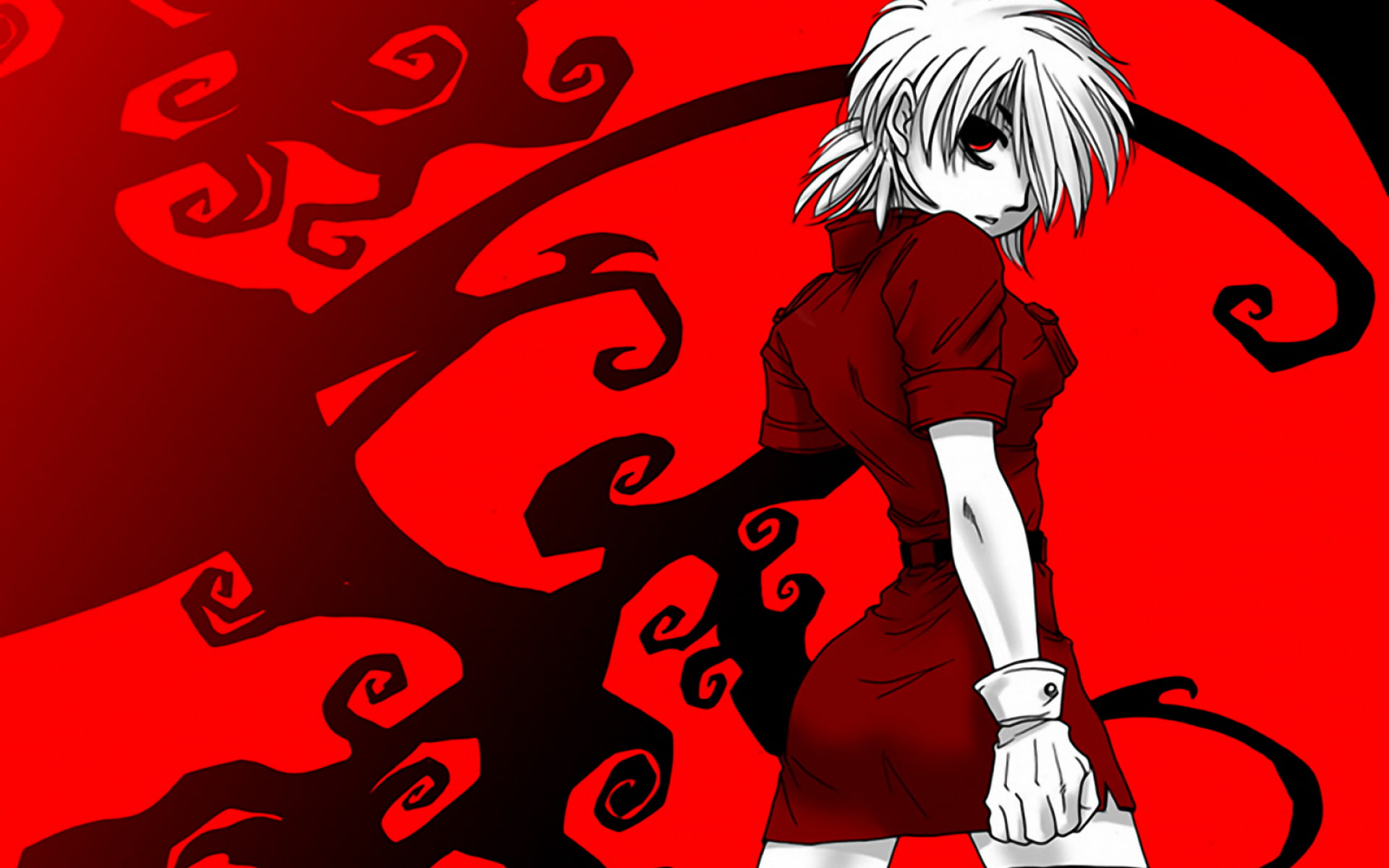 aggression, emotion, 1080P, red, creativity, Hellsing, fashion, Seras Victoria, anime girls, individuality, men, one person, women, clothing, digital composite, HD Wallpaper
