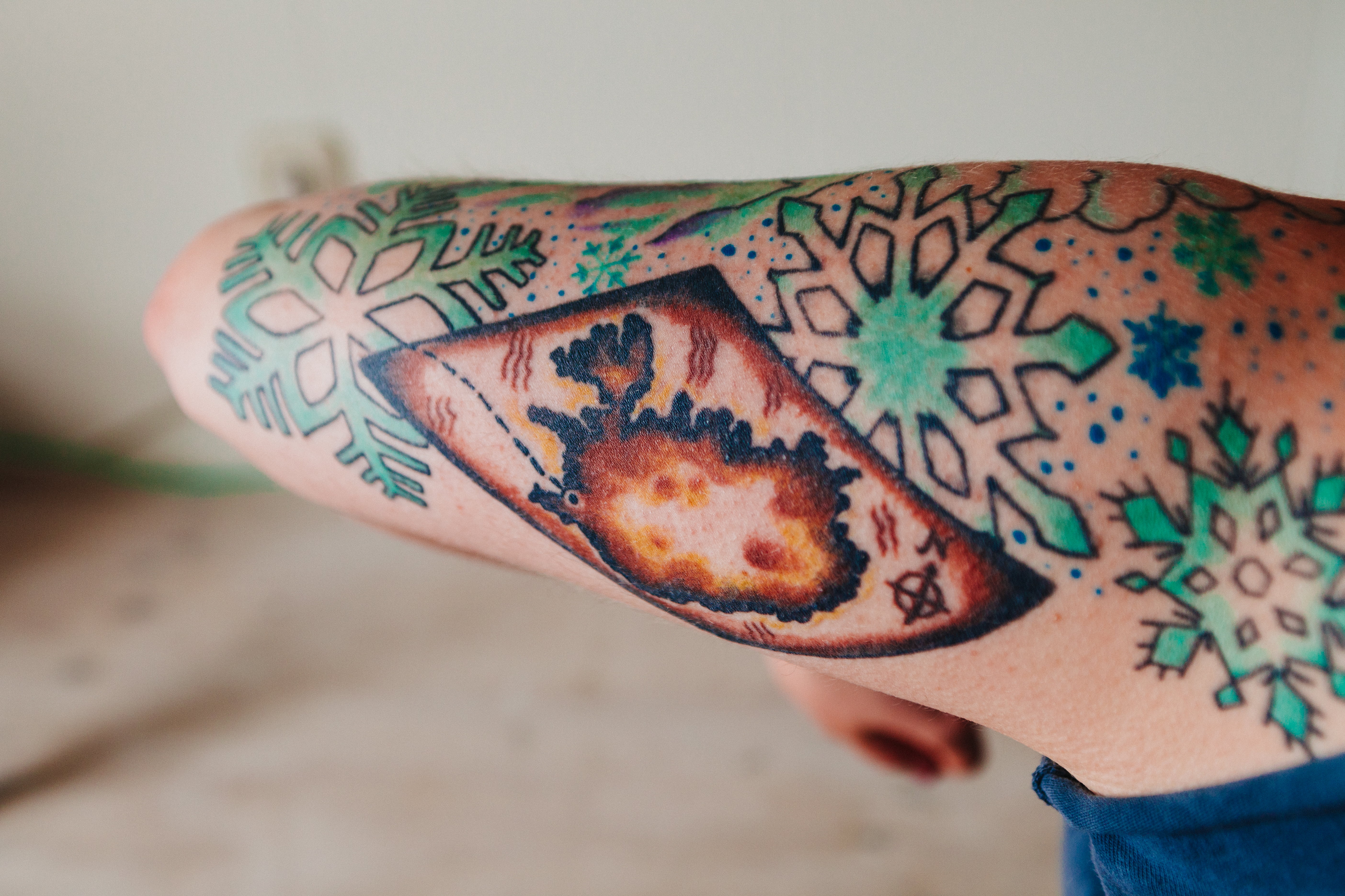 only women, close-up, focus on foreground, tattoo, skin, black, multi colored, arm, tradition, human body part, indoors, floral pattern, holding, food and drink, HD Wallpaper