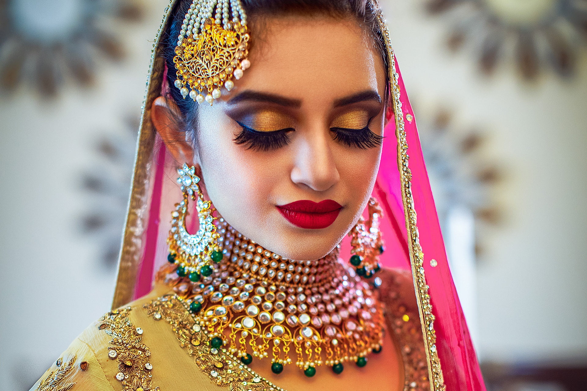 pose, girl, 1080P, fashion, Jewelery, lips, indian, hair, ear rings, makeup, model, pretty, eyes, face, beautiful, smile, HD Wallpaper