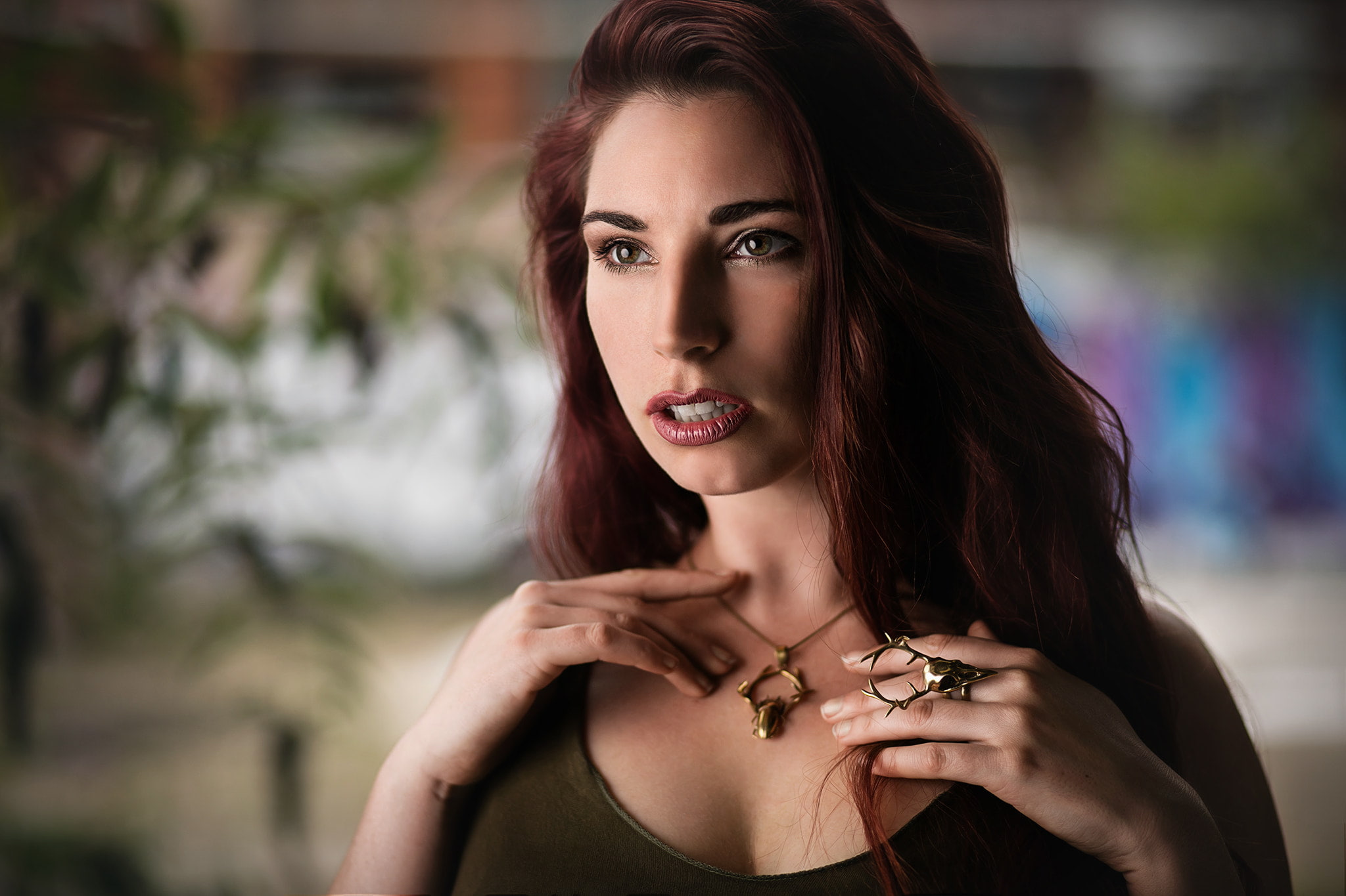 redhead, necklace, Kieran Kerrigan, 1080P, women, 500px, model, HD Wallpaper