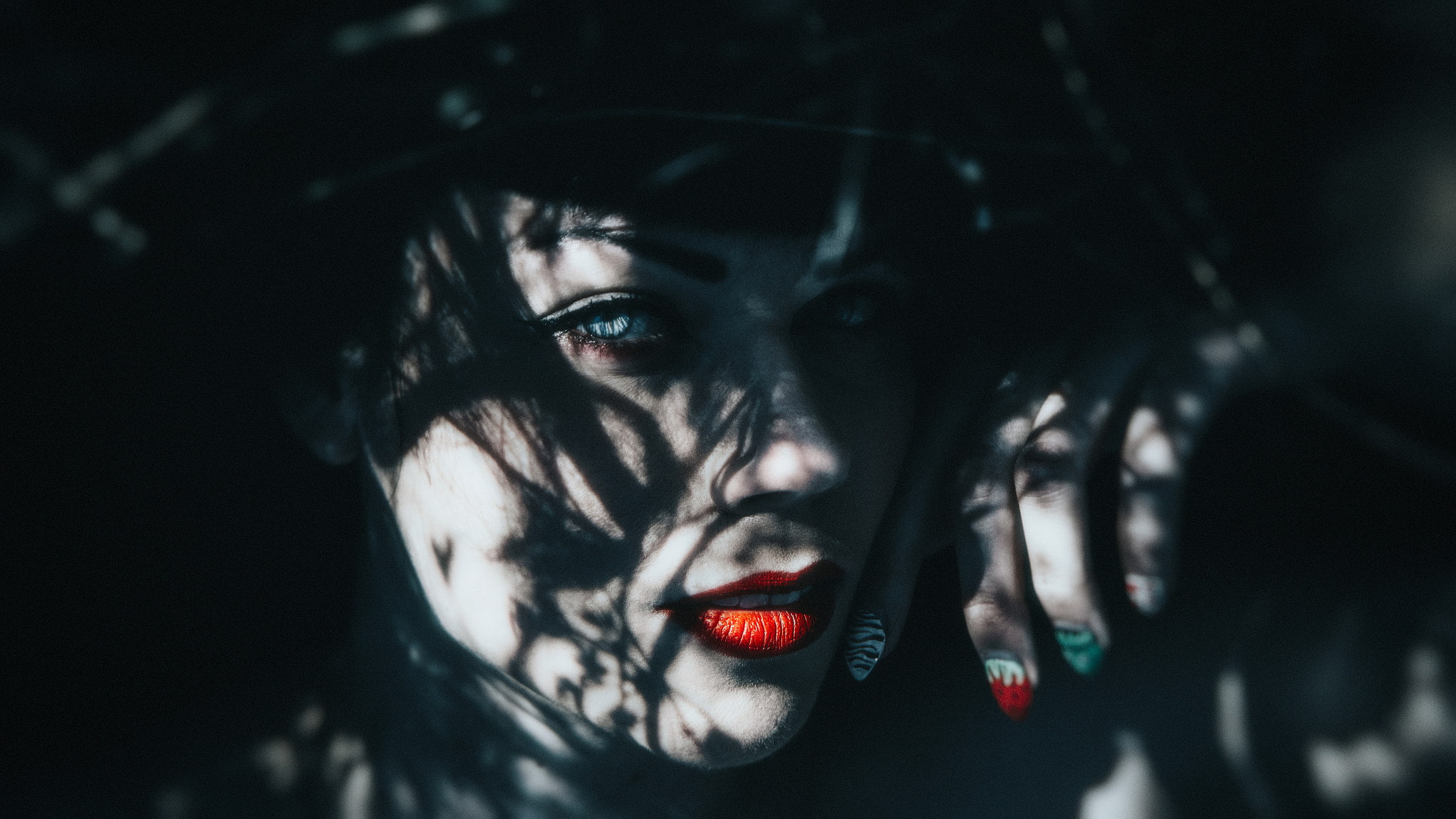 women, 1080P, face, Dark Indigo, 500px, fantasy girl, makeup, dark, model, HD Wallpaper