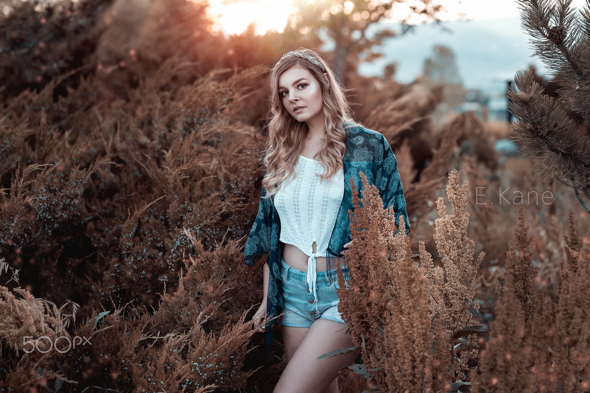 500px, 1080P, model, nature, women outdoors, Evan Kane, jean shorts, women, HD Wallpaper
