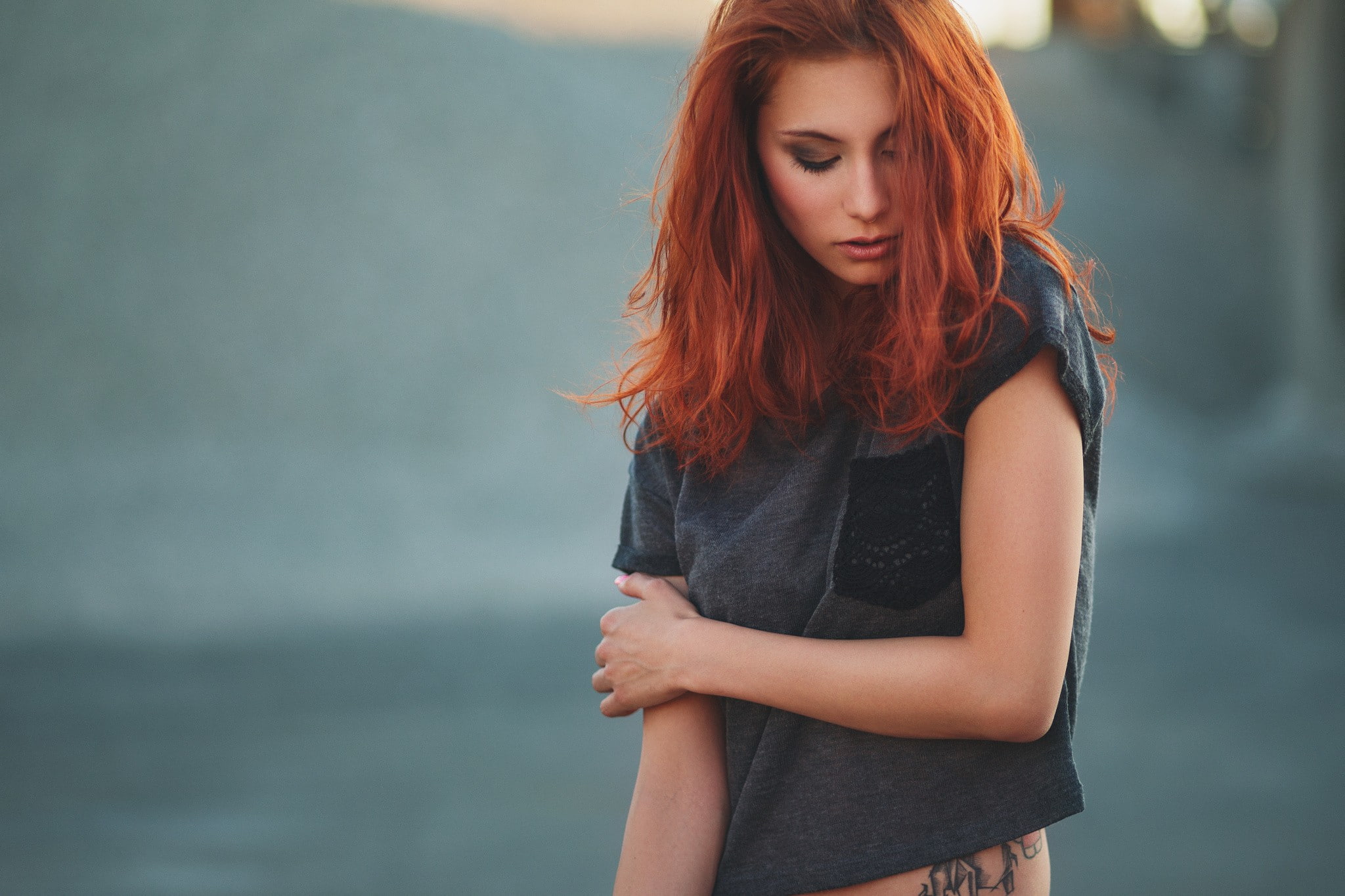 nose rings, Victoria Ryzhevolosaya, portrait, redhead, women, model, 1080P, face, HD Wallpaper