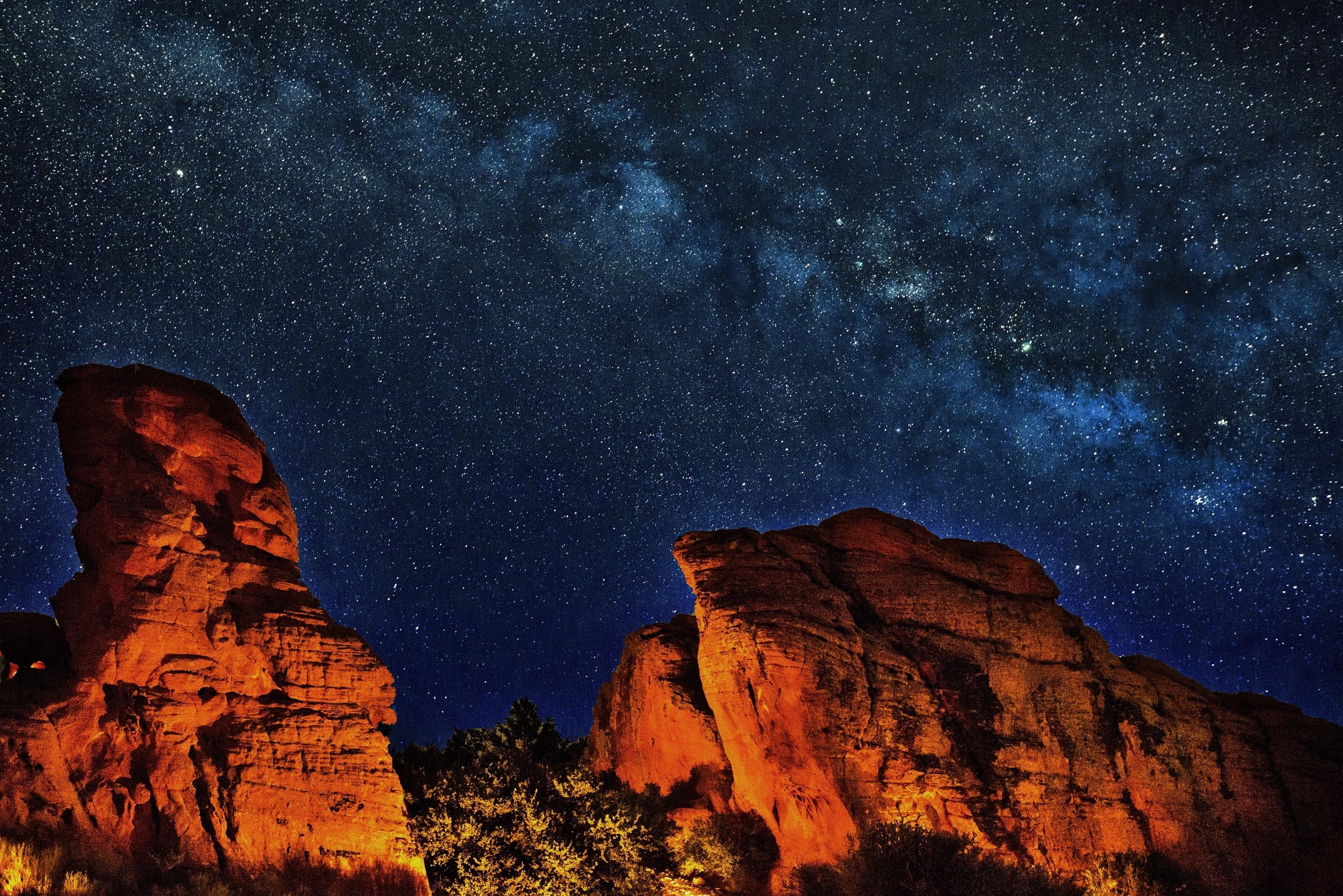 natural, scenics, galaxy, rock formation, parashant national monument, plateau, cosmos, star field, beauty in nature, physical geography, geology, space, HD Wallpaper