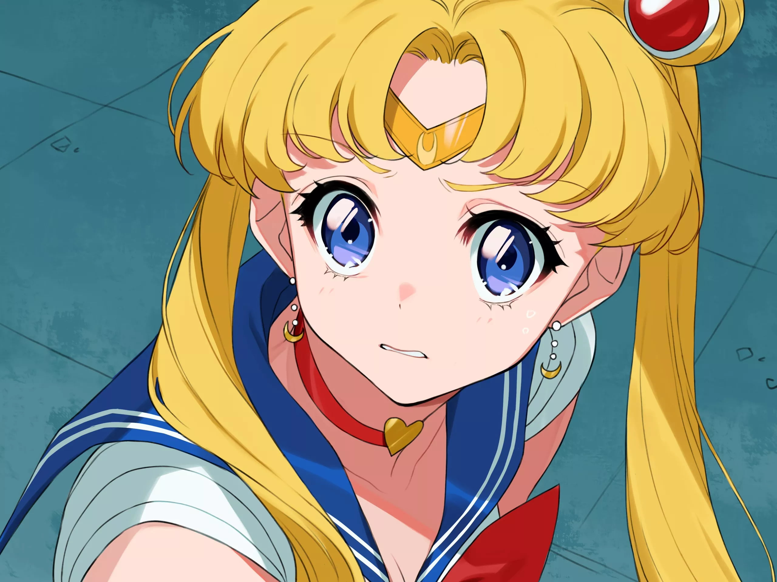 golden hair, 2K, Sailor Moon, big eye contact lenses, anime girls, HD Wallpaper