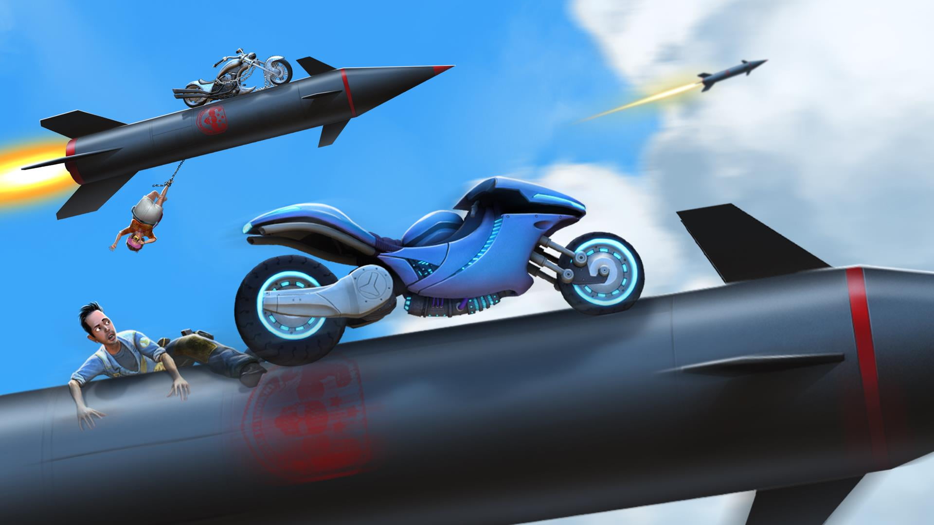 airplane, people, Pablo, video games, day, skill, low angle view, LocoCycle, motorcycle, mode of transportation, nature, 1080P, sport, I.R.I.S., men, speed, HD Wallpaper