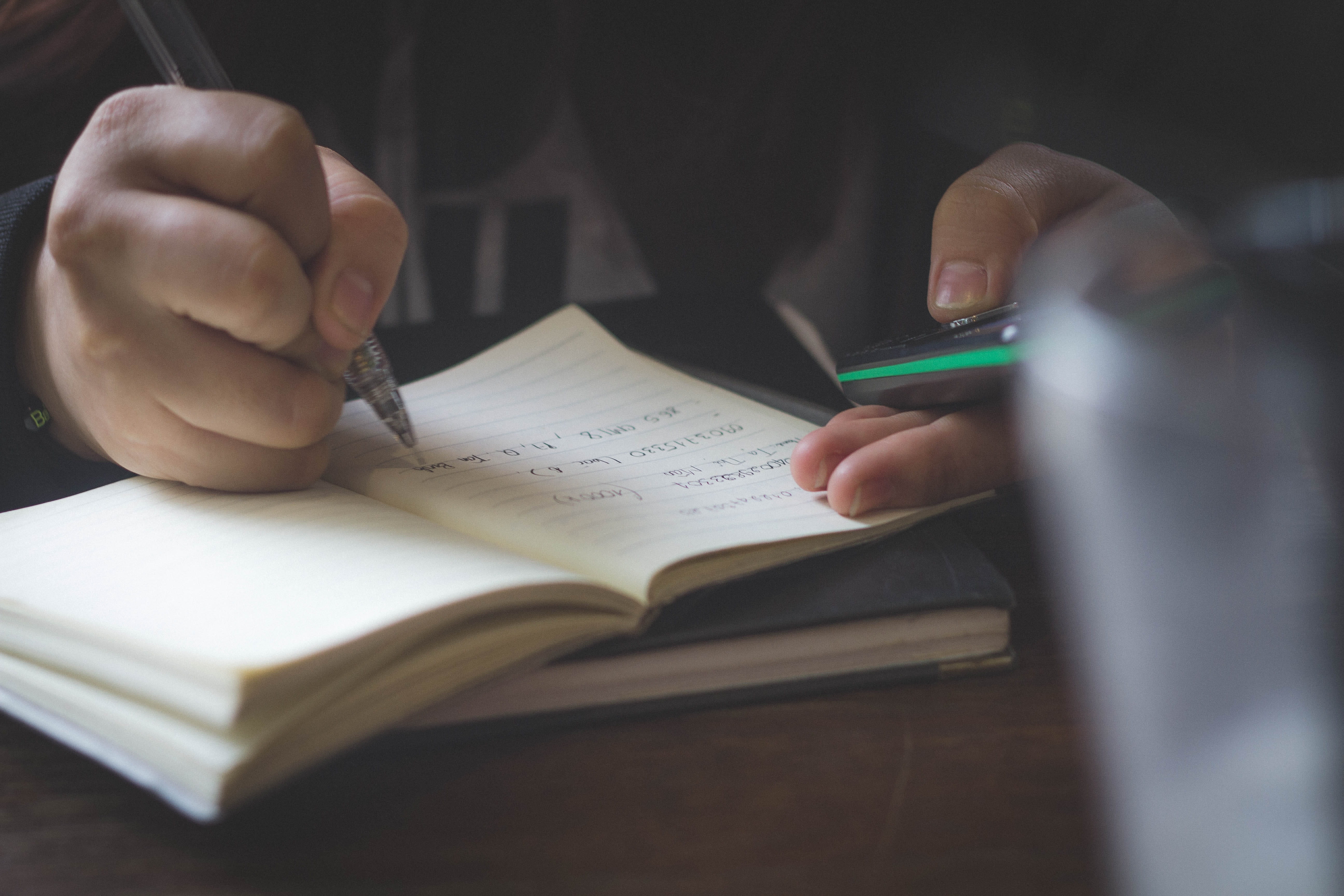 learning, school, writing, 5K, publication, adult, human body part, composition, indoors, information, holding, note, note pad, close-up, learn, blur, HD Wallpaper