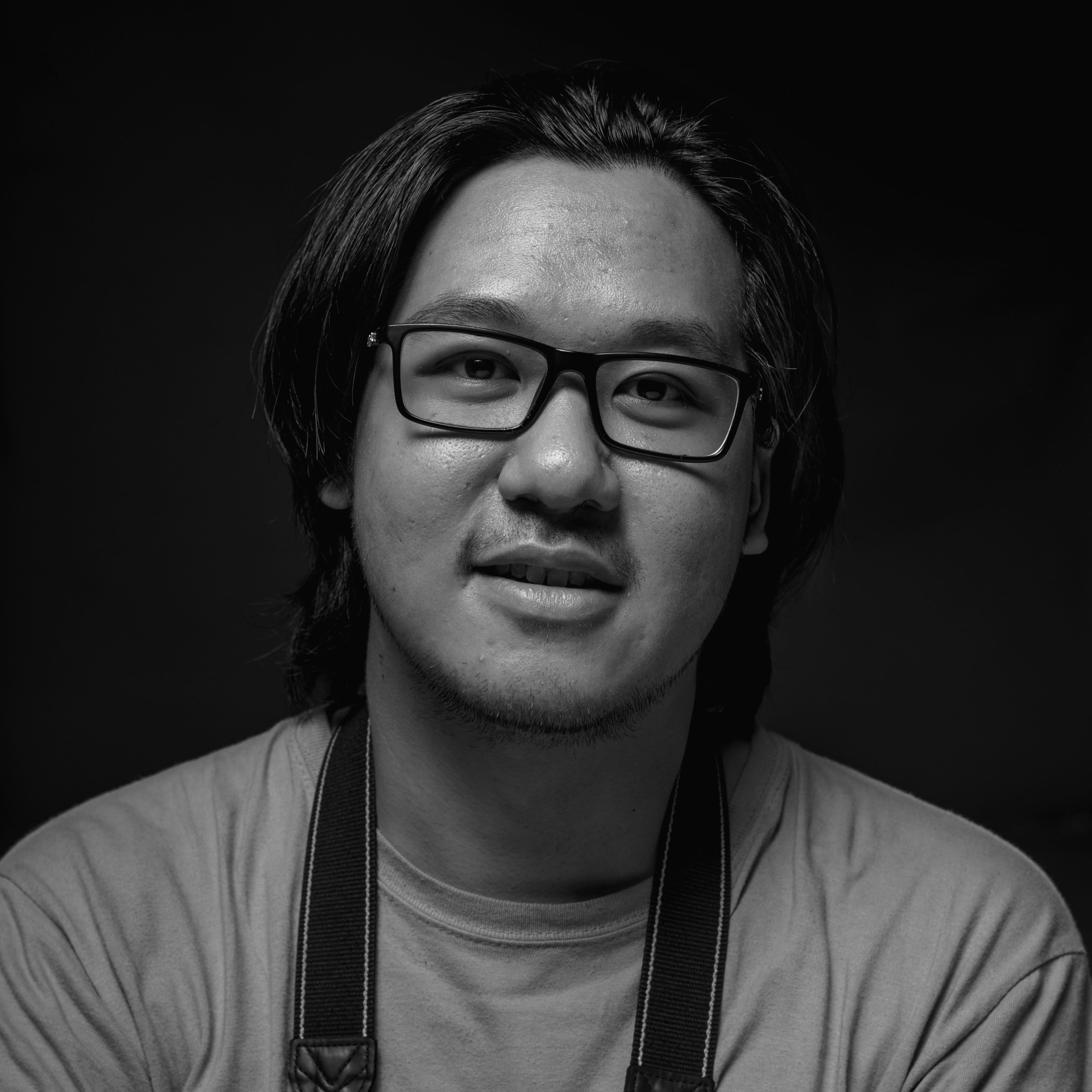 close-up, black background, photo, black and white, contemplation, man, eyeglasses, young adult, face, crew, male, men, accessories, front view, human, Phone HD Wallpaper