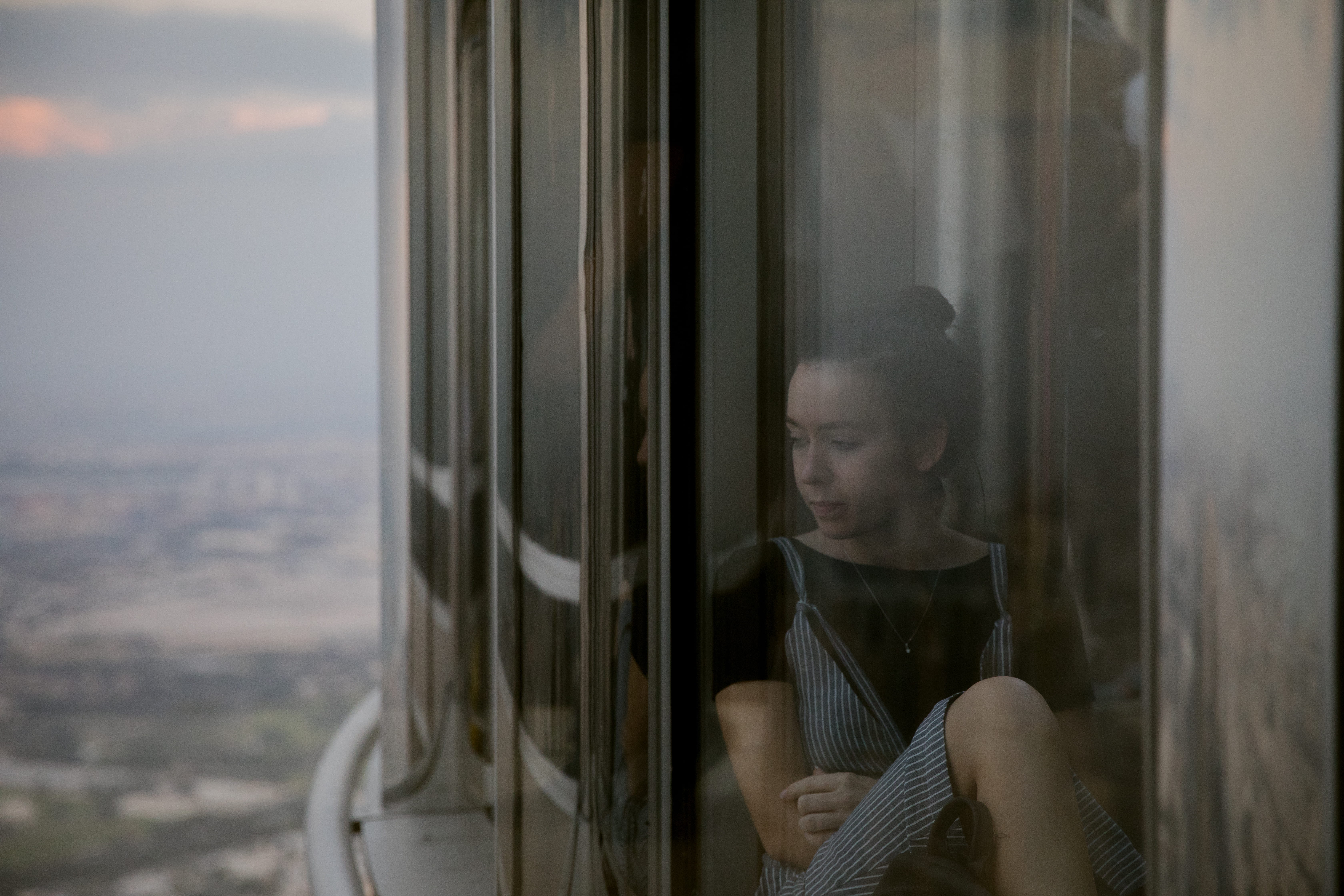 transparent, outdoors, day dreaming, woman, looking through window, lifestyles, dress, house, looking, young adult, nature, blue, day, adult, real people, HD Wallpaper