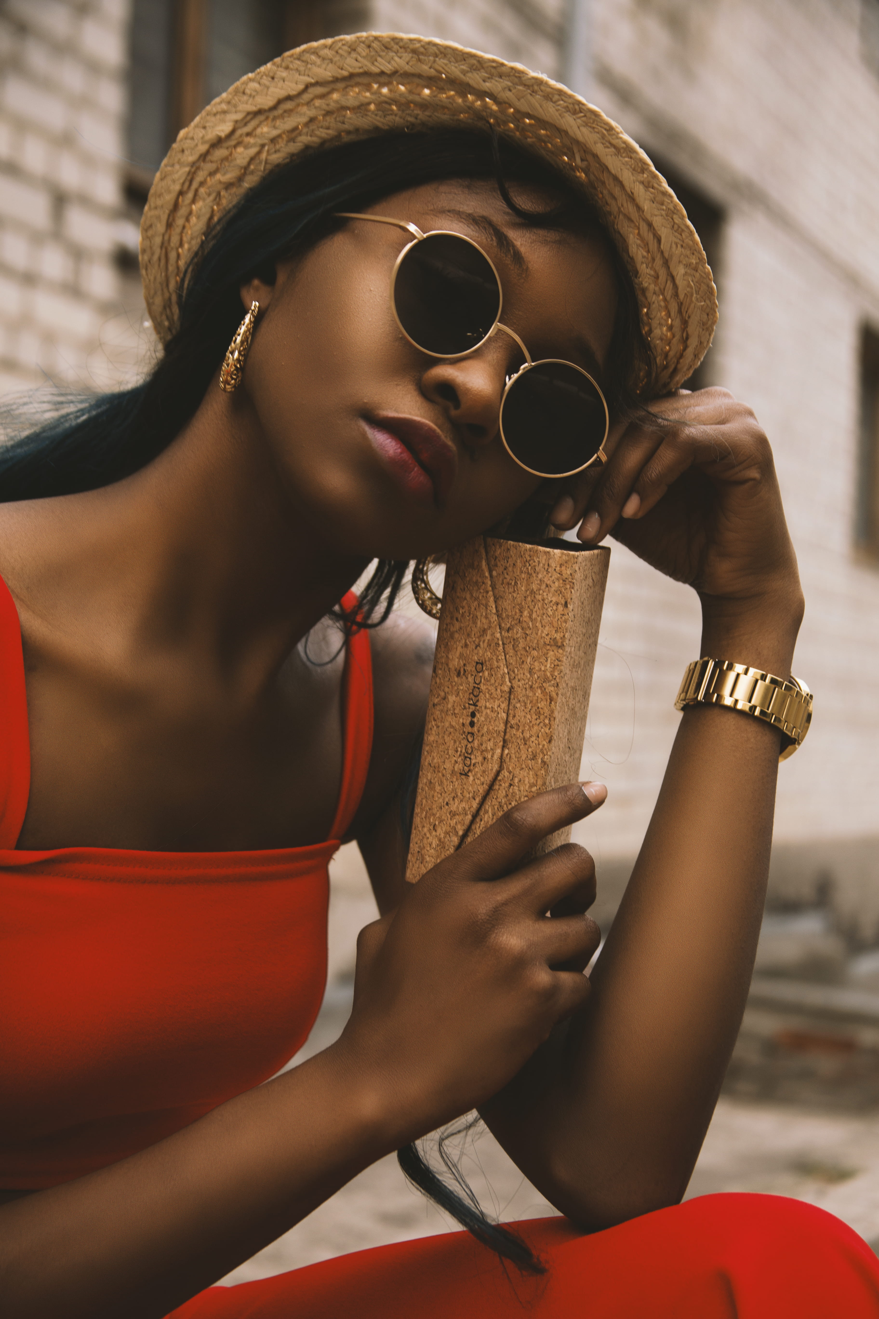 5K, brand, real people, front view, glasses, looking away, model, photography, watch, selective, clothing, long, female, sunglasses, young adult, modern fashion, Phone HD Wallpaper