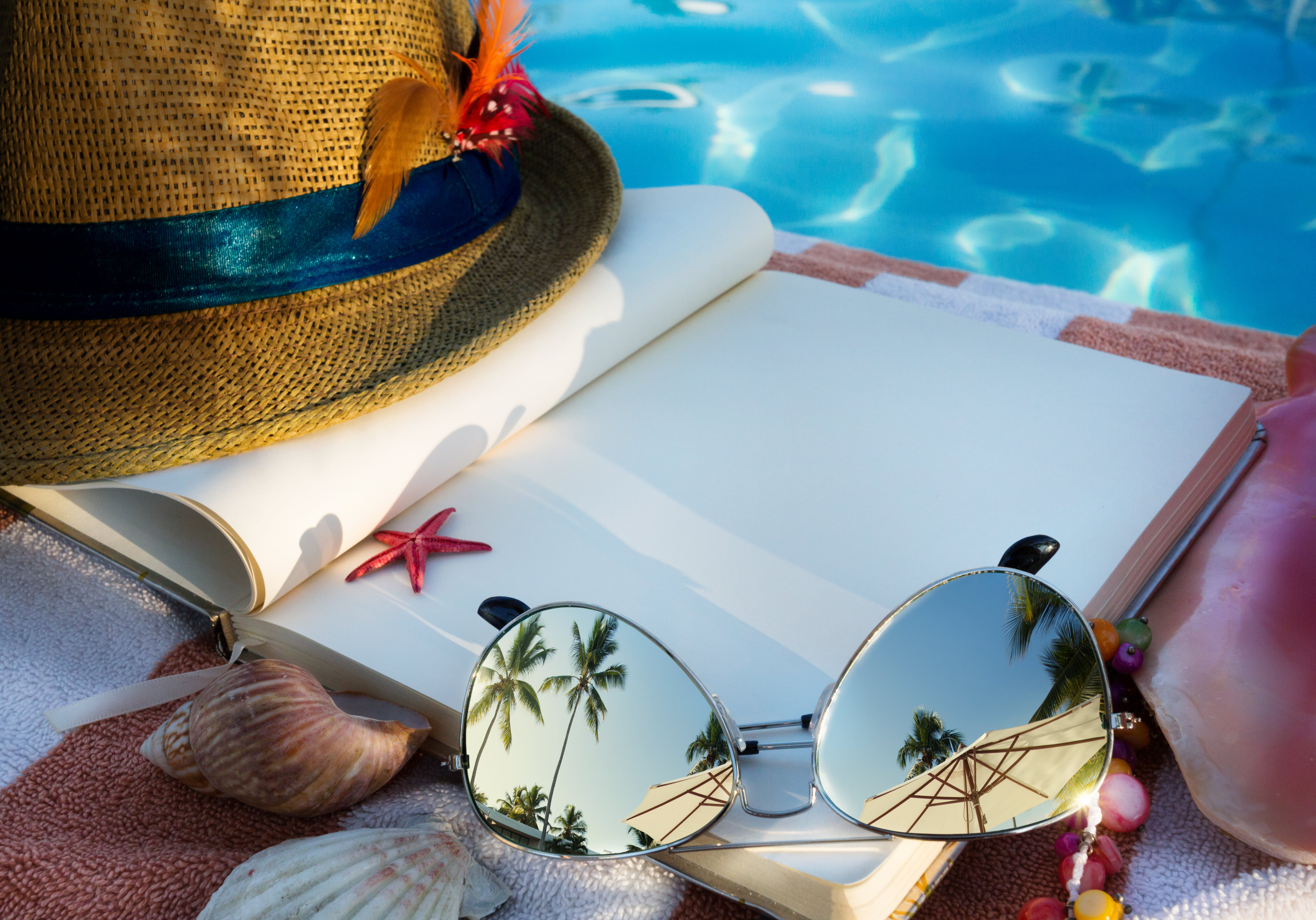 still life, summer, accessories, indoors, high angle view, tree, clothing, aviator, hat, table, sea, vacation, fashion, sun, personal accessory, starfish, HD Wallpaper
