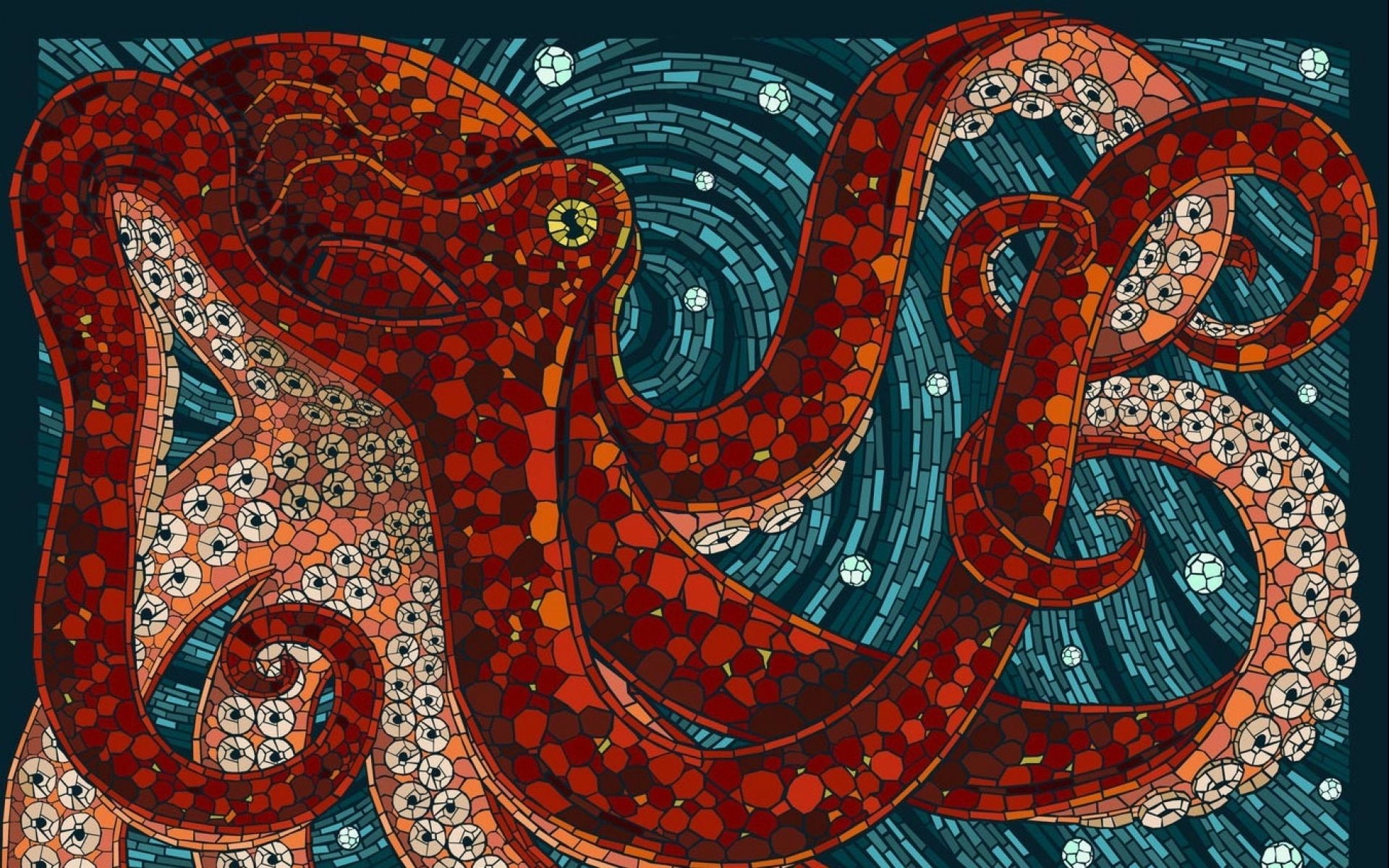 1080P, sea, octopus, sealife, artwork, ocean, art, underwater, HD Wallpaper