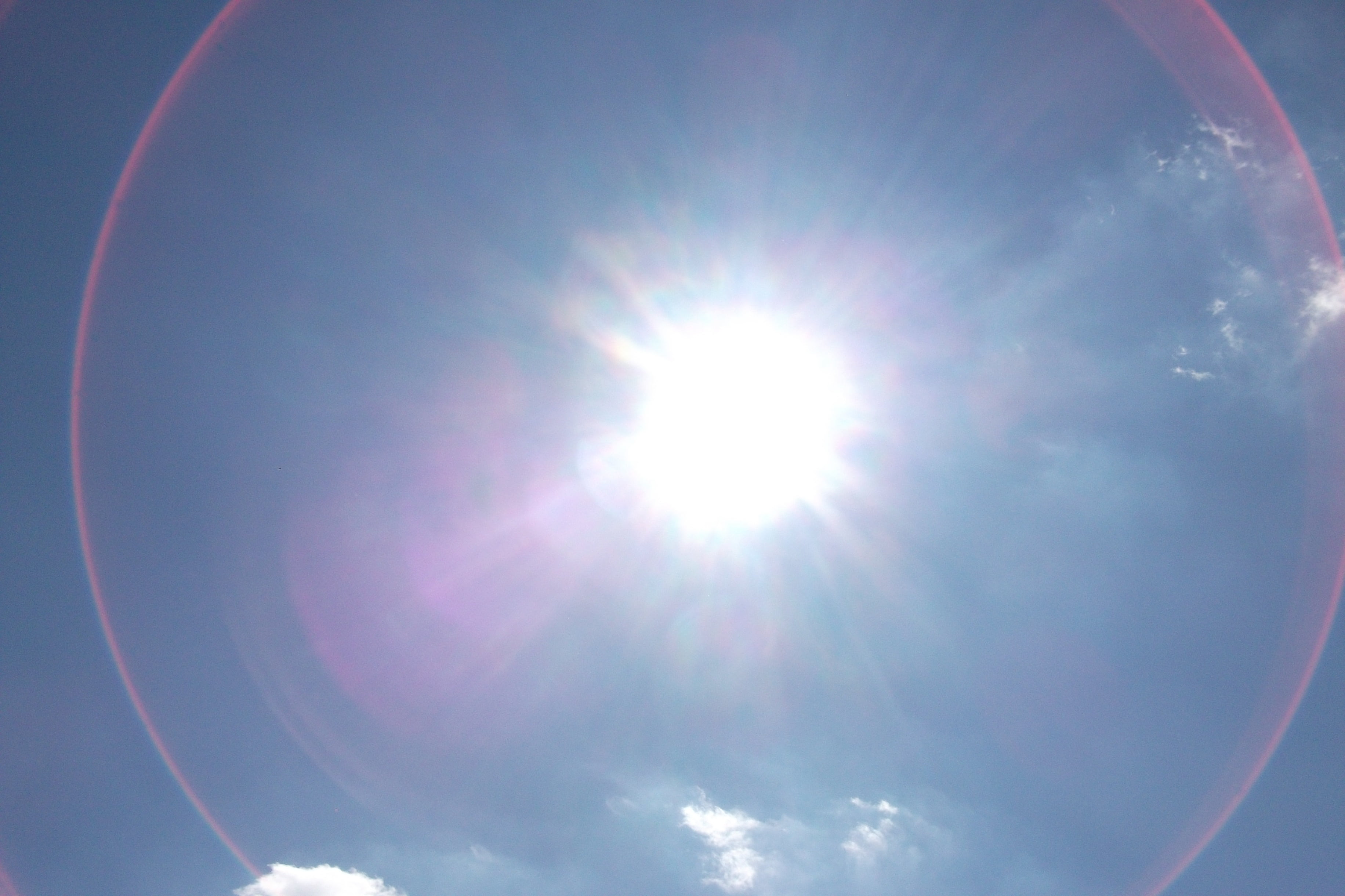 no people, 2K, idyllic, outdoors, clouds, scenics - nature, nature, heat, blue, light, sun, low angle view, directly below, backgrounds, solar flare, shiny, HD Wallpaper