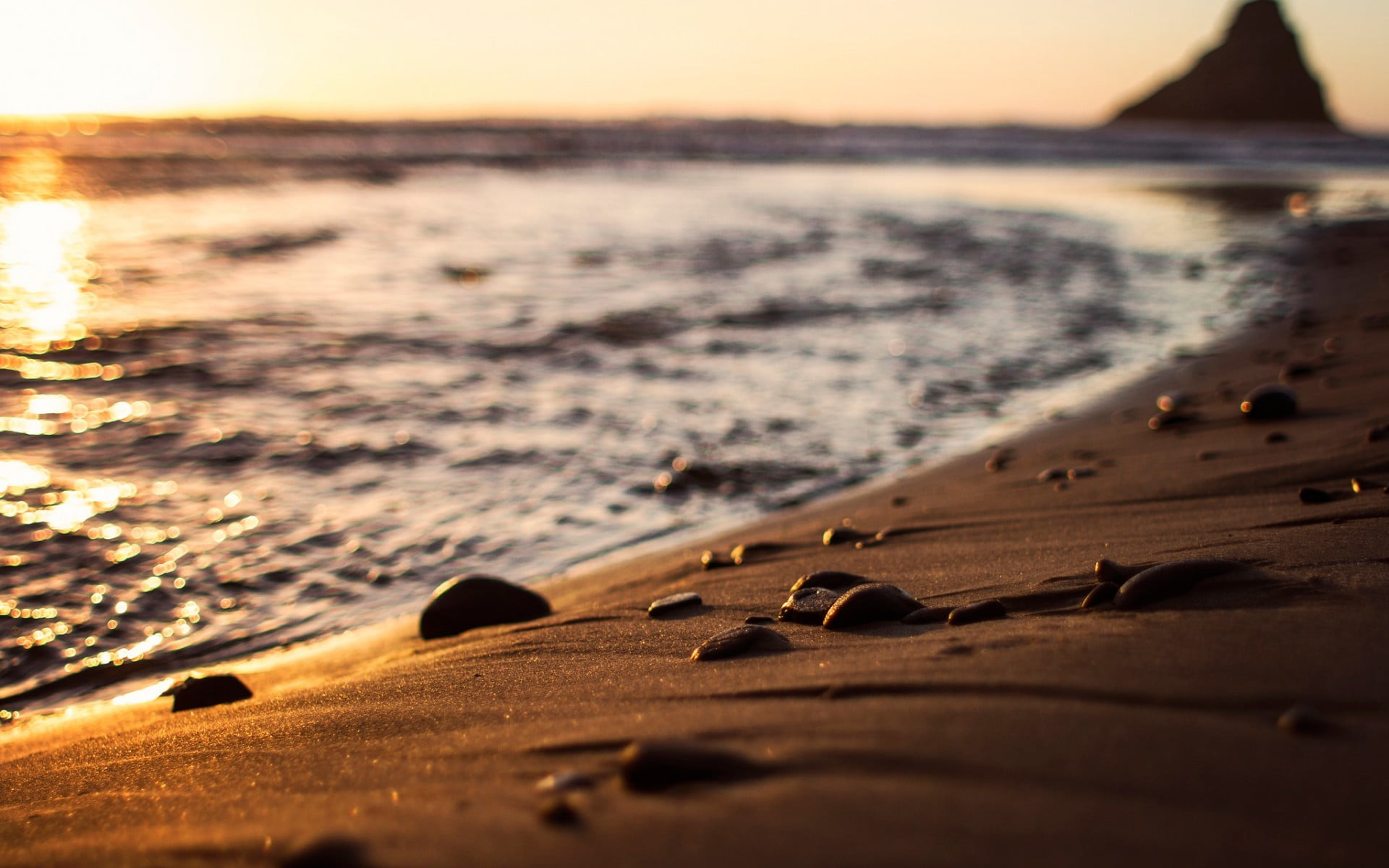 beach, seashore, no people, pollution, sunset, 1080P, motion, selective focus, sky, tranquility, land, outdoors, nature, scenics - nature, depth of field, HD Wallpaper