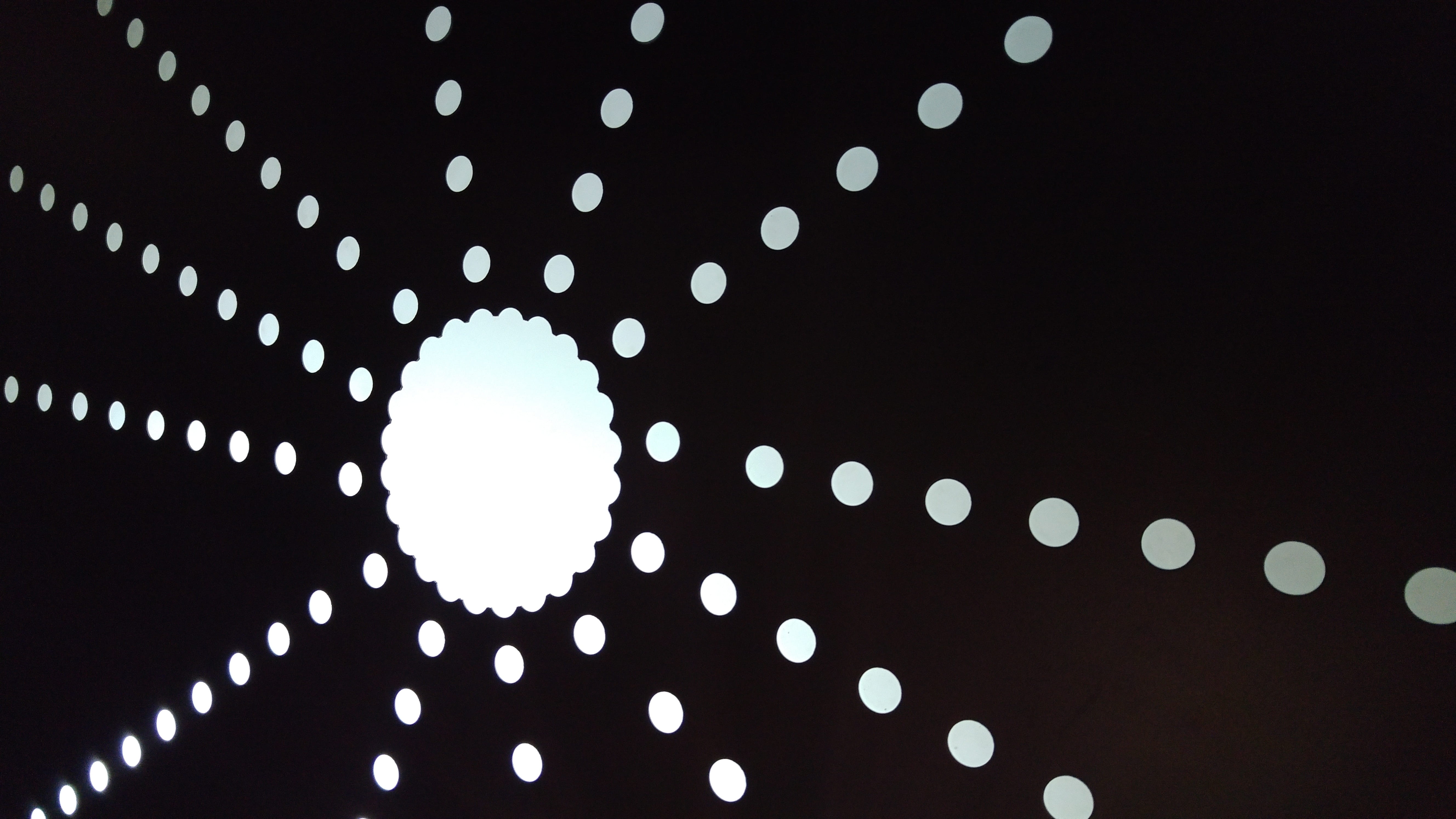 sun, polka dot, Sun, symmetry, science, abstract, glowing, lighting equipment, Light, mid-air, low angle view, sky, decoration, illuminated, black color, HD Wallpaper