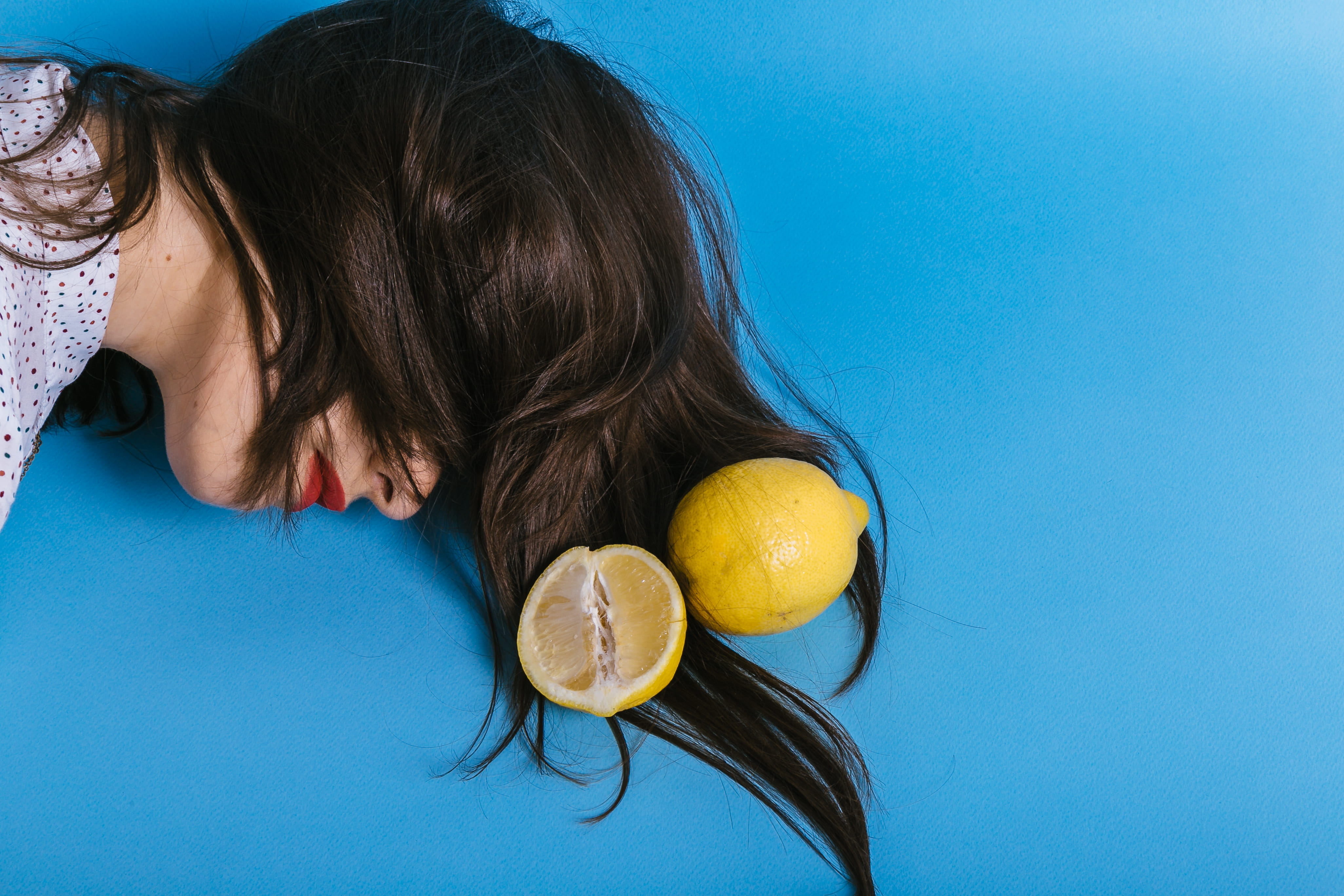summer, nature, girl, fruit, beauty, acid, sleeping, lifestyles, healthy Eating, hair in face, freshness, healthy Lifestyle, beside, s, vitamin, blue background, HD Wallpaper
