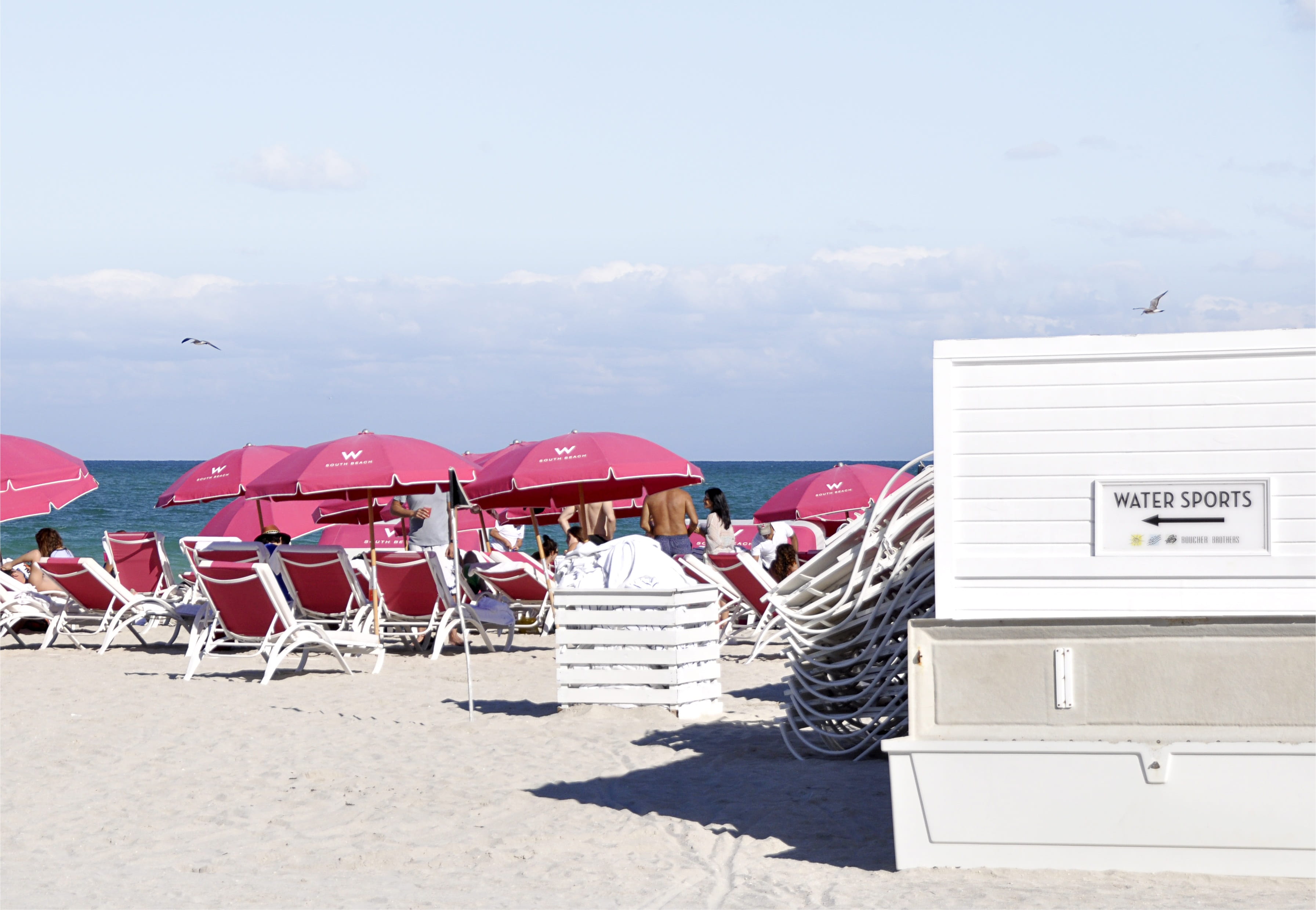 deck chair, water, miami, chair, horizon, group of people, maritime, cloud - sky, usa, outdoors, security, umbrella, coast, Sea, atlantic, summer, sunburn, HD Wallpaper