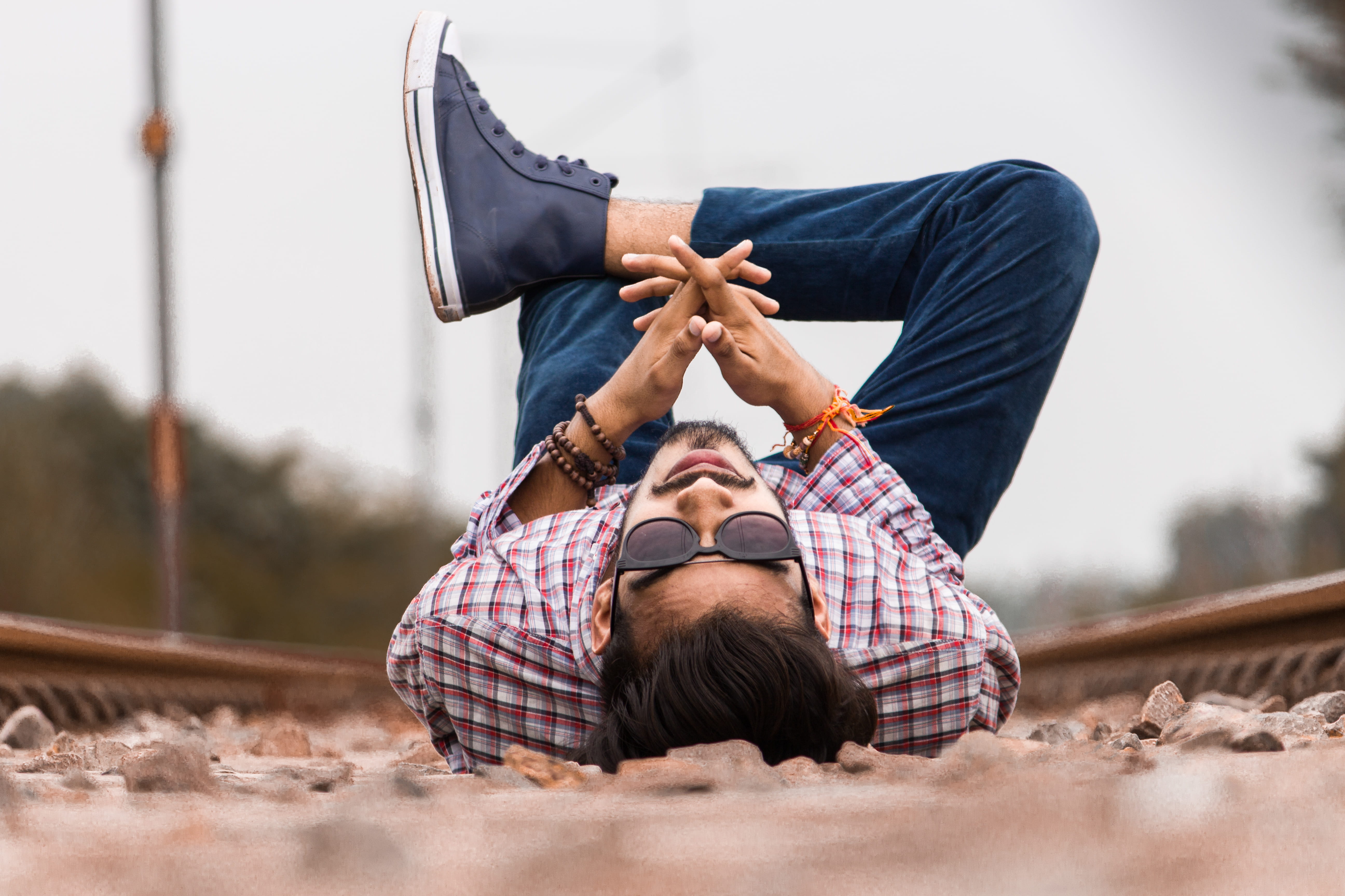 man, hair, young adult, leg, casual clothing, track, couple - relationship, life, togetherness, relaxation, adult, hand, positive emotion, adventure, lying, HD Wallpaper