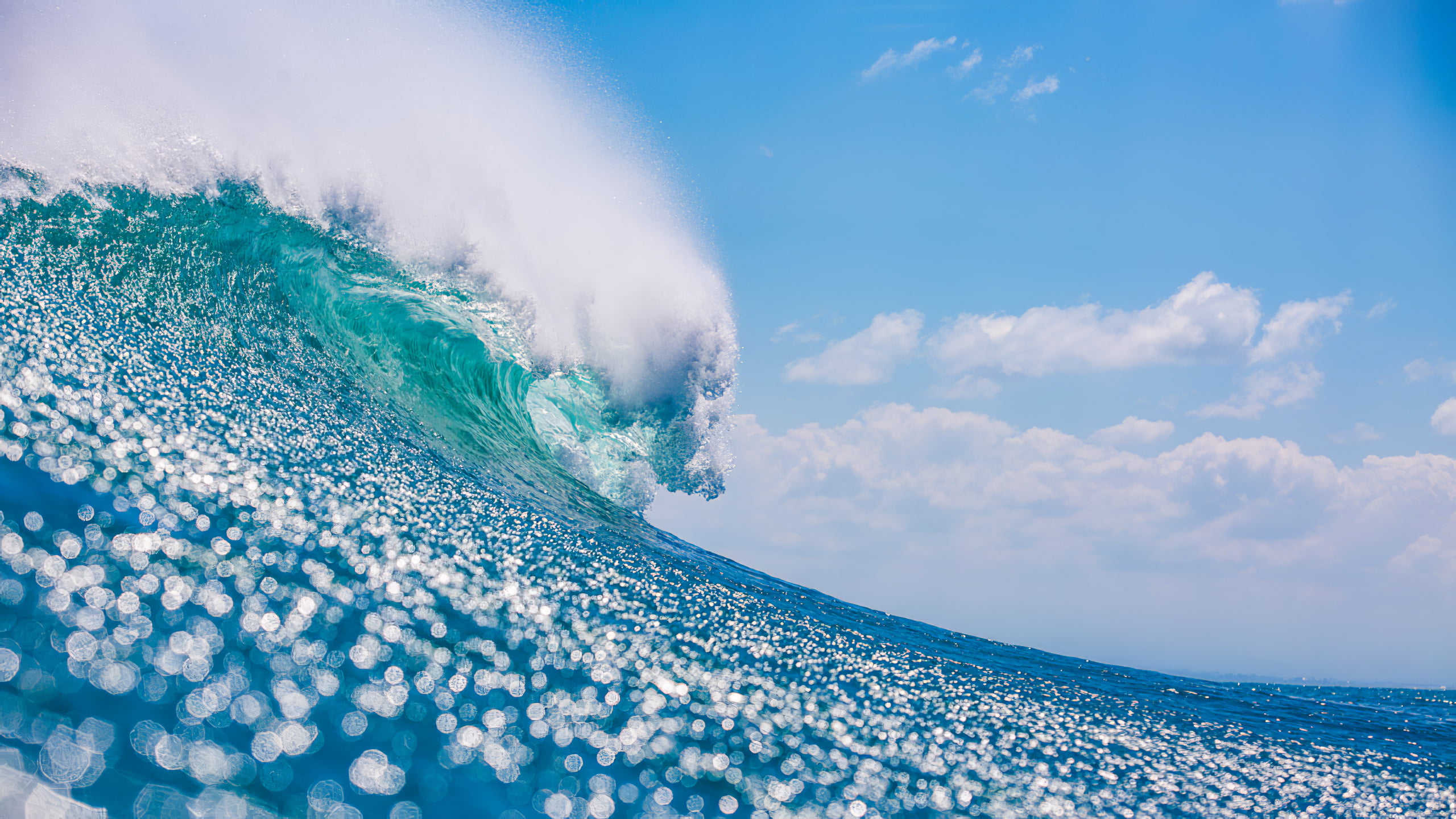 sky blue, 2K, daylight, high tide, waves, water, HD Wallpaper