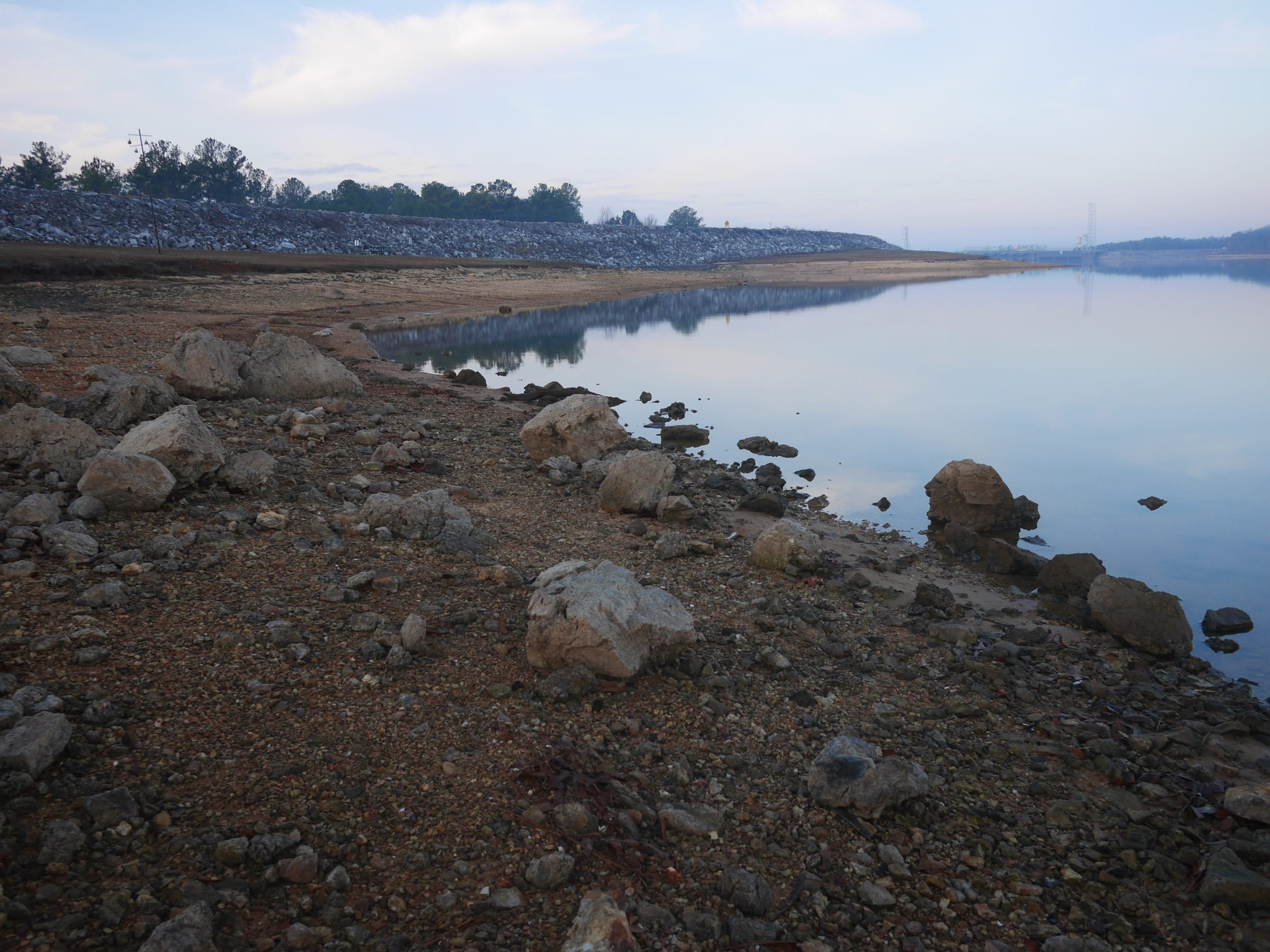 1080P, united states, tranquility, dam, unedited, solid, non-urban scene, outdoors, reflection, river, lake, rock, beach, trees, logan martin dam, tranquil scene, HD Wallpaper