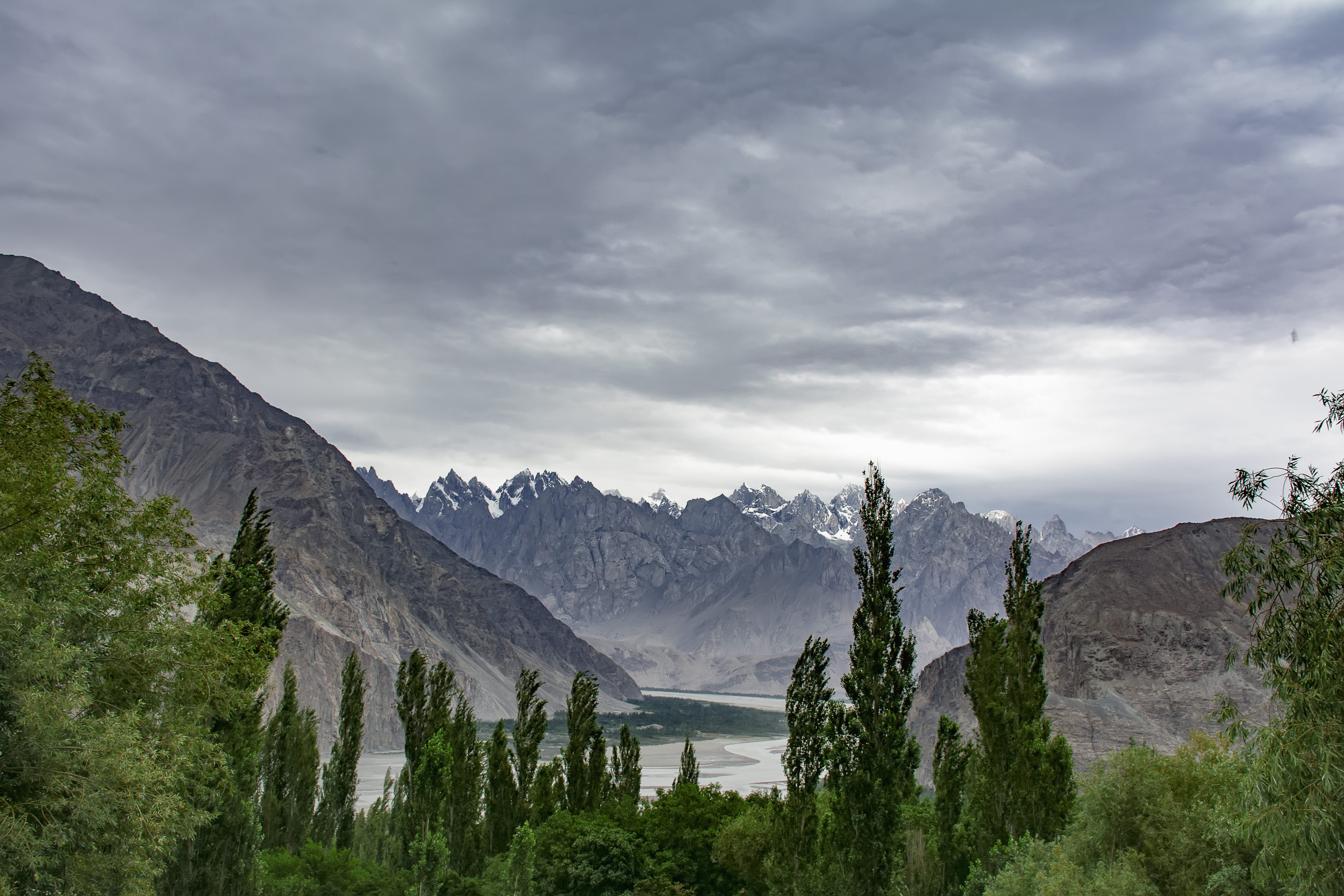 north, day, cloud - sky, mountain range, plant, lake, scenics - nature, water, tranquil scene, tranquility, nikon, pakistan, tree, landscape, beauty in nature, HD Wallpaper