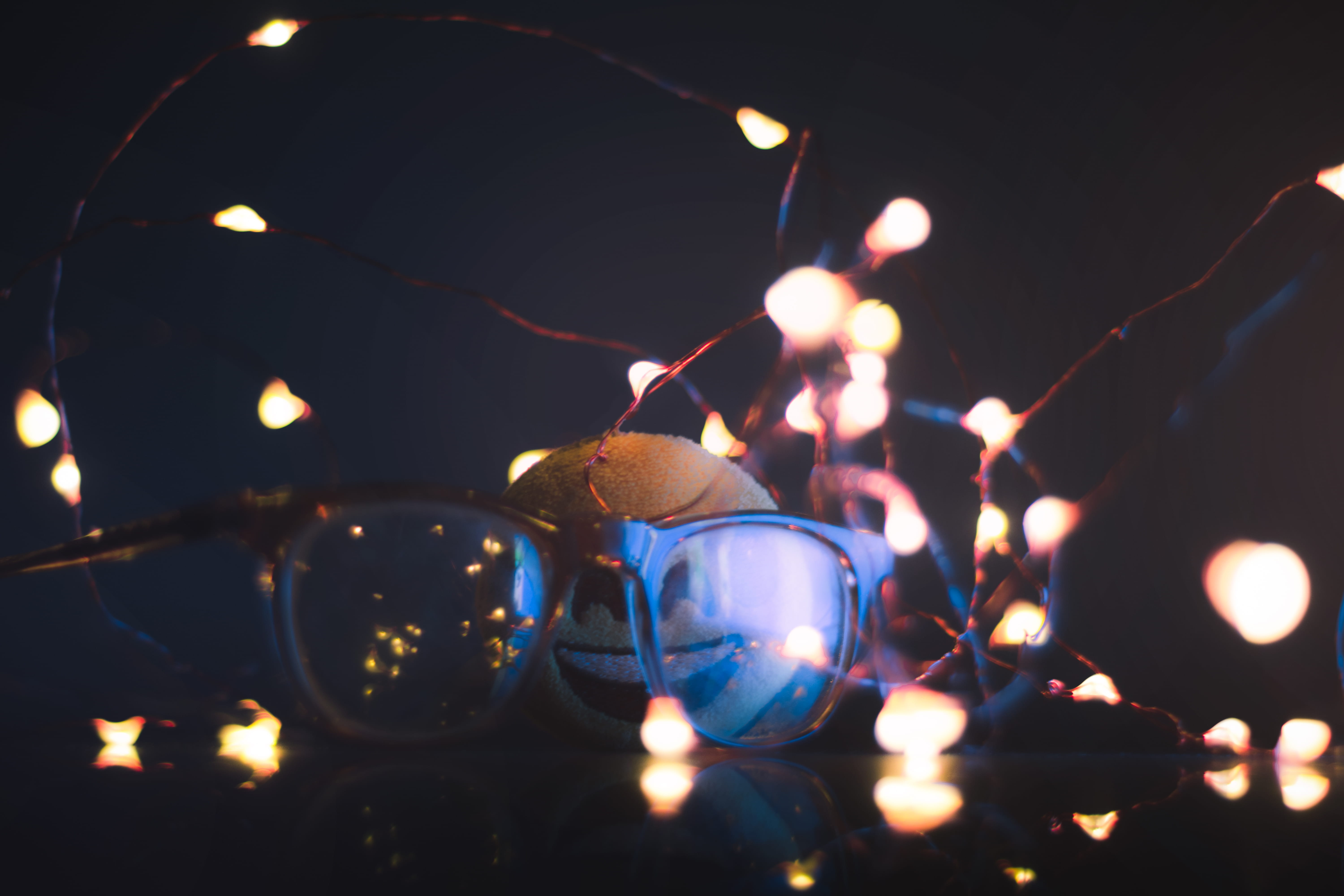 yellow emoji, fire - natural phenomenon, incidental people, dreamy, lighting equipment, bokeh, cute, flame, 5K, spectacles, glowing, fairy lights, :), HD Wallpaper