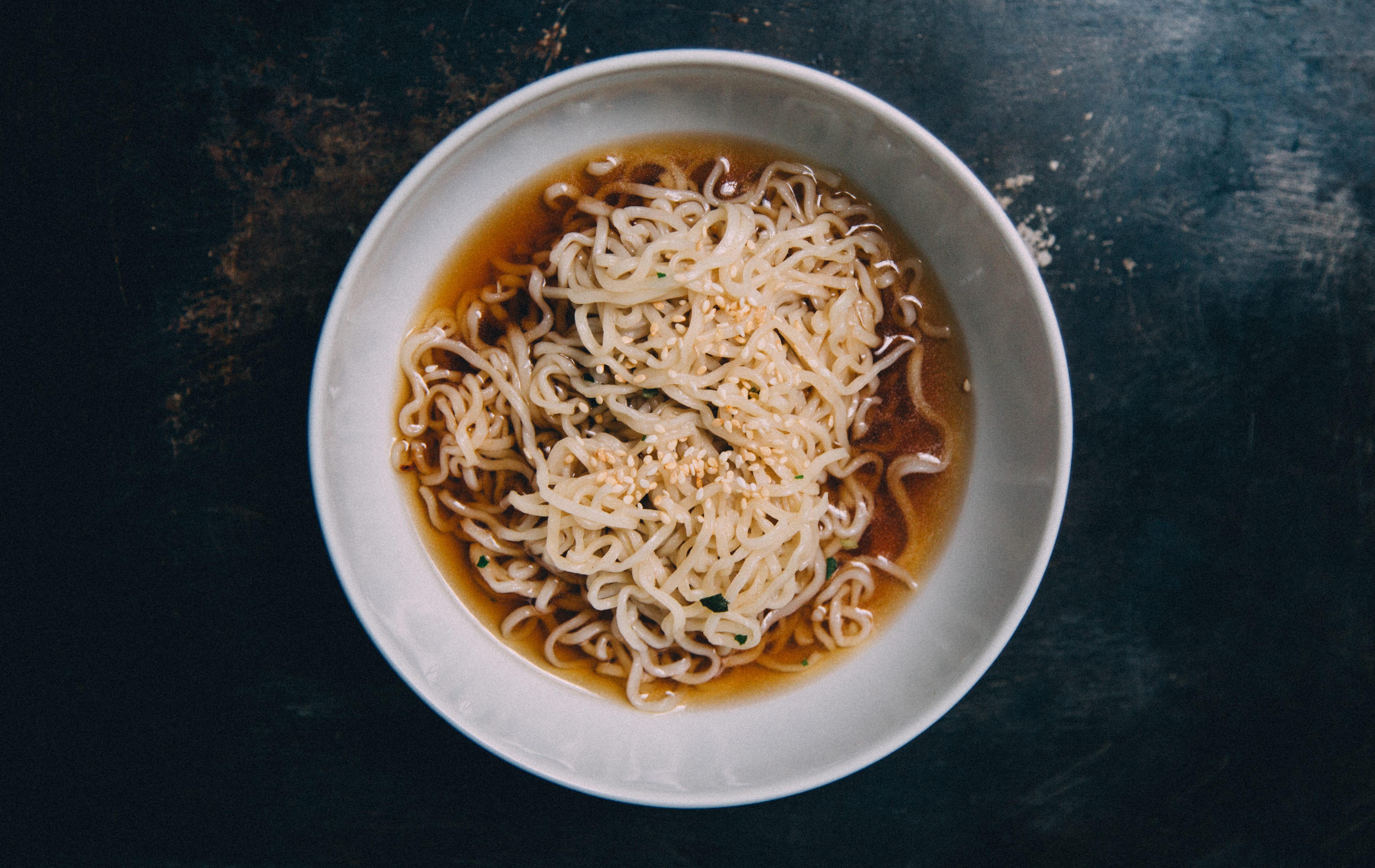 raman, asian food, food, black background, italian food, still life, directly above, ready-to-eat, noodle, japanese food, chinese food, 5K, wellbeing, HD Wallpaper