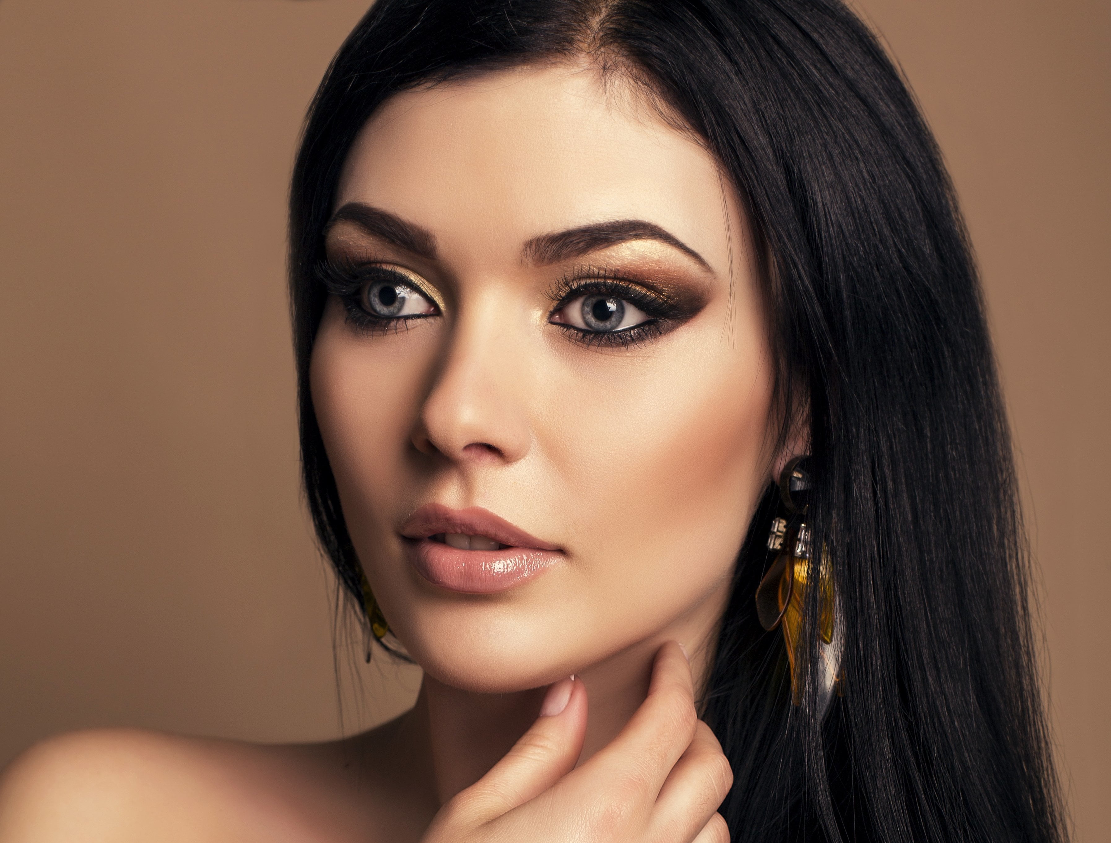 human Face, body part, earrings, eyeshadow, human Eye, beautiful, looking At Camera, hairstyle, headshot, people, colored, eyelashes, portrait, adult, look, HD Wallpaper