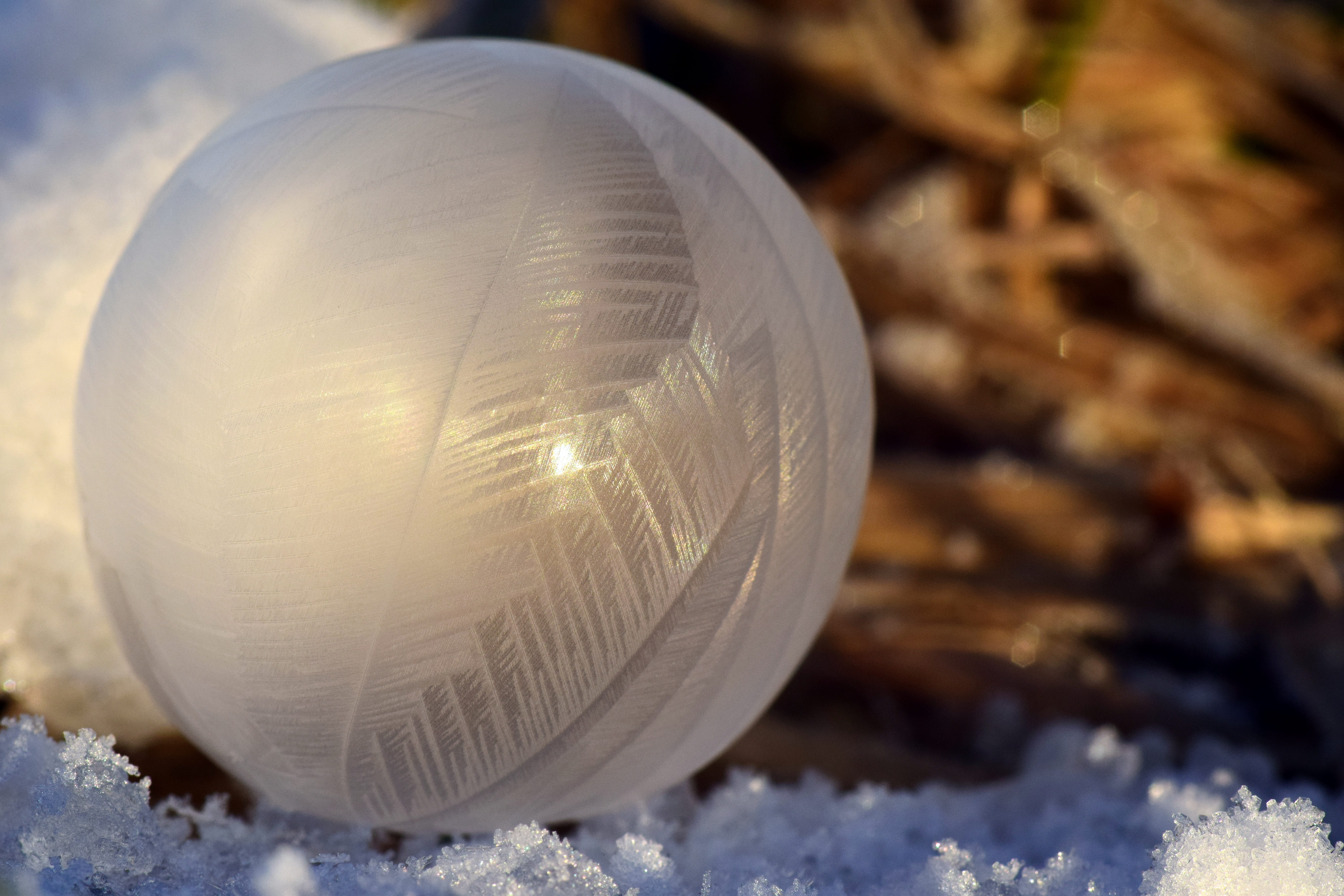 frozen, ice, structure, shape, ice-bag, tender, crystal, cold, nature, christmas, outdoors, close, frosted, 5K, sphere, frost, filigree, sahere, frozen bubble, HD Wallpaper