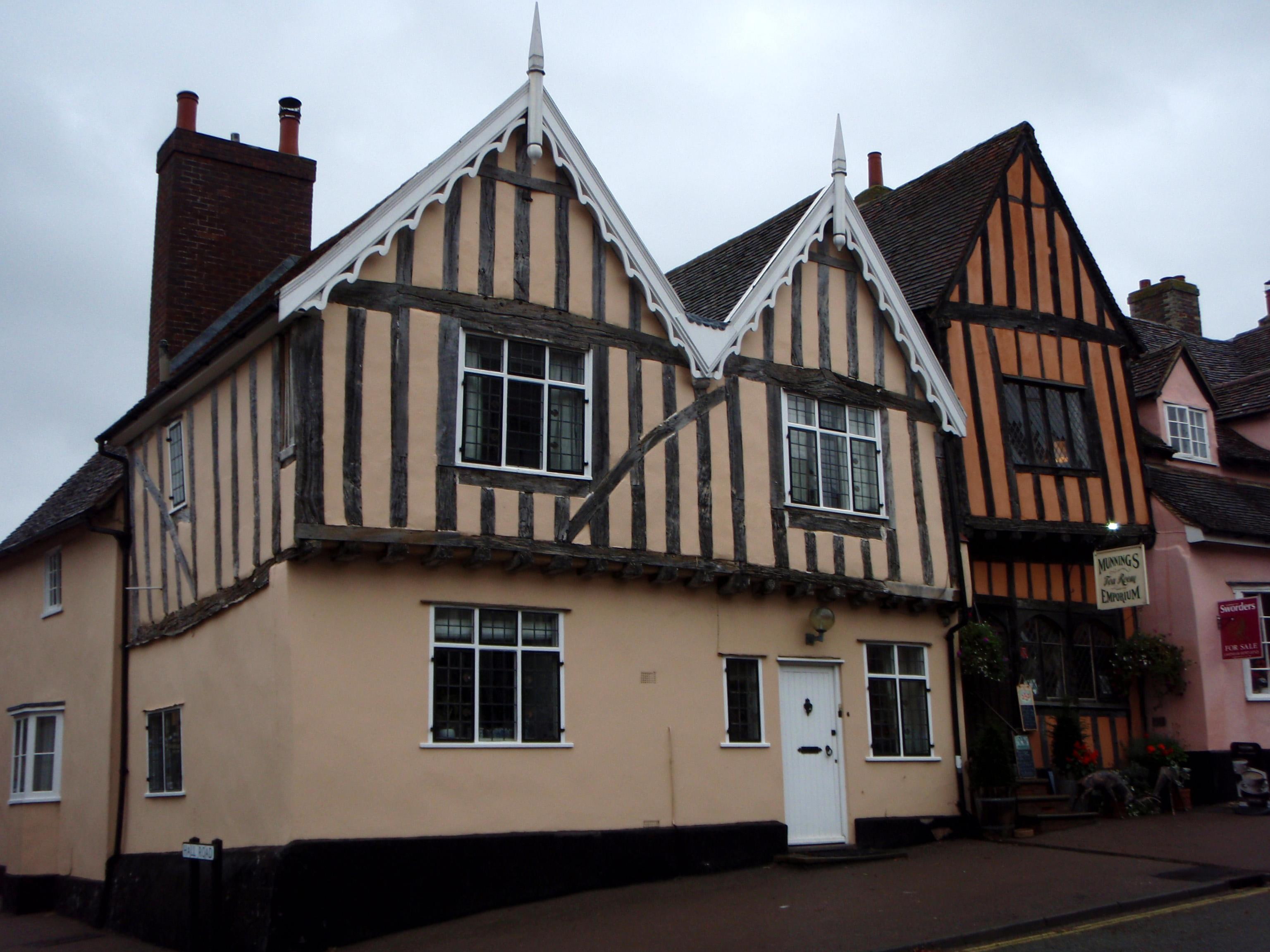 past, top, rain, pointed, building, lavenham, half-timbered, suffolk, brown, wooden, 2K, HD Wallpaper