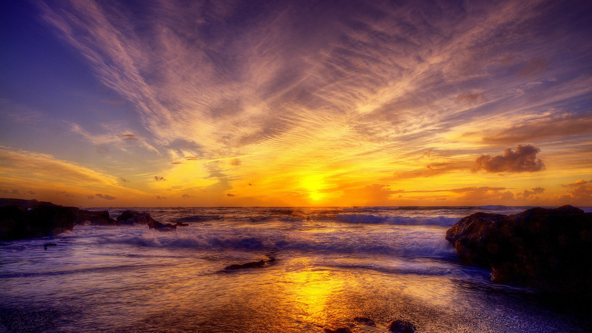 1080P, yellow, sand, tranquil scene, sunset, horizon over water, horizon, sunshine, cloud, orange color, water, tranquility, no people, scenic, travel, HD Wallpaper