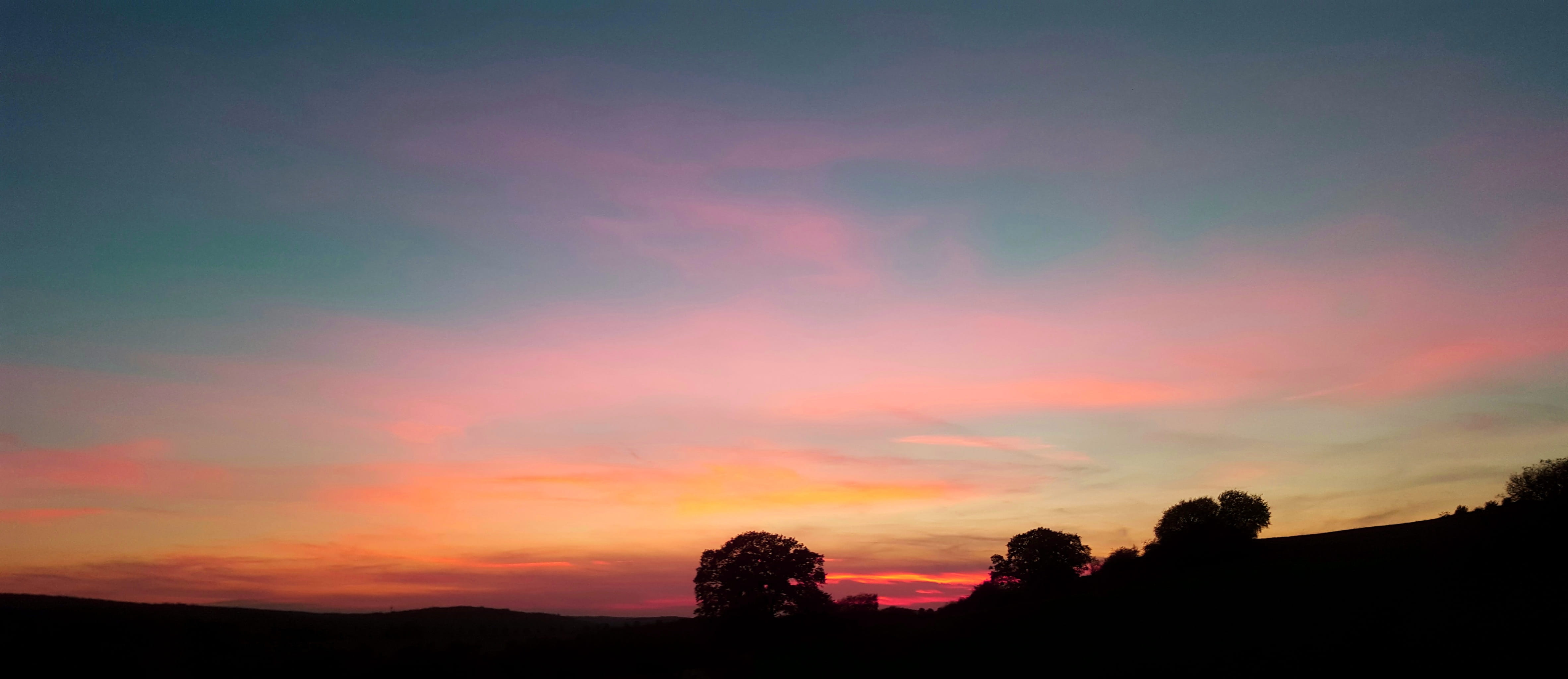 landscape, fine art, orange color, beauty in nature, nature, tranquility, sky, non-urban scene, idyllic, romantic, dramatic sky, scenics - nature, silhouette, HD Wallpaper