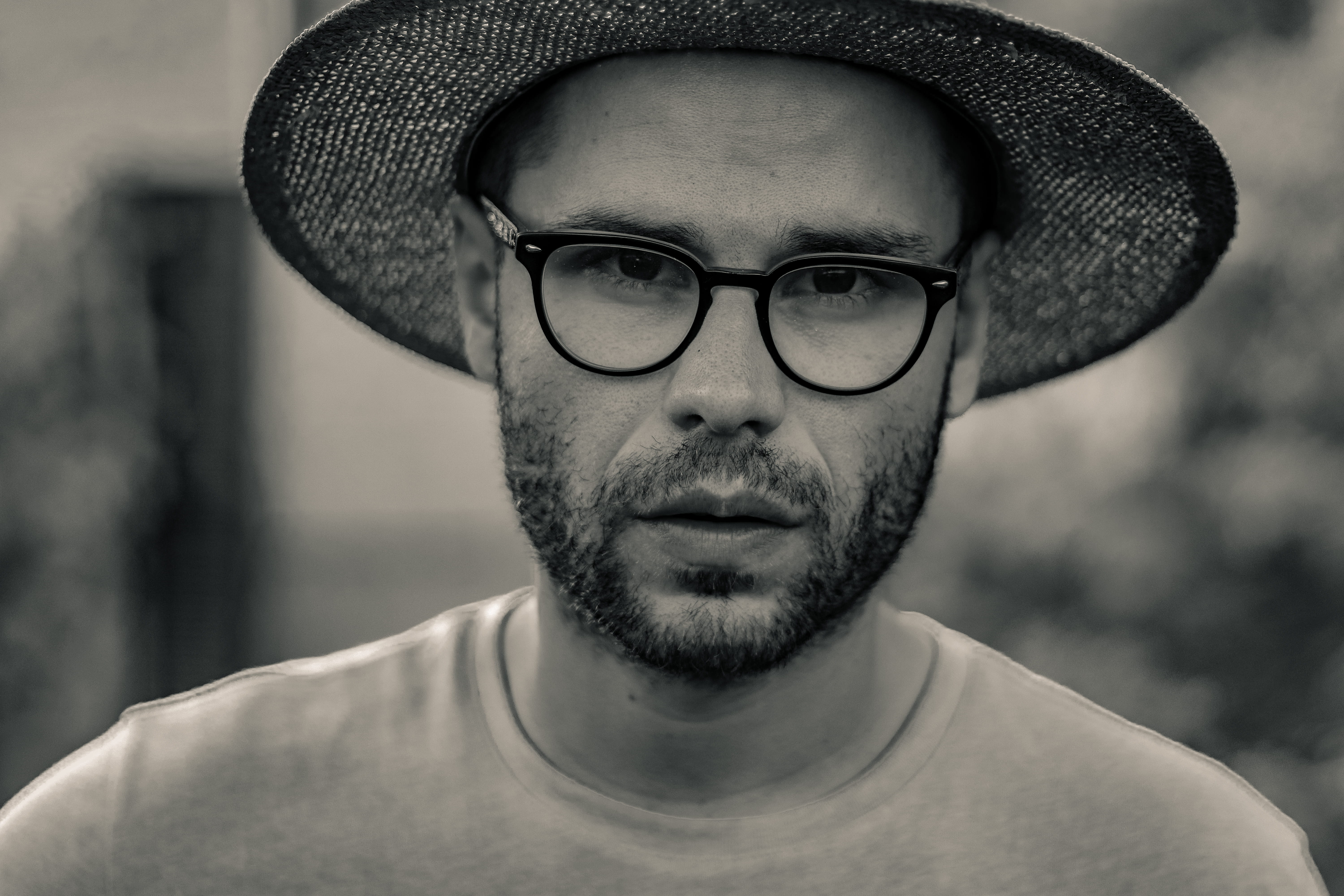 clothing, face, one person, sun hat, accessory, 5K, facial hair, rayban, cap, mustache, human, eyeglasses, person, real people, outdoors, portrait, beard, HD Wallpaper