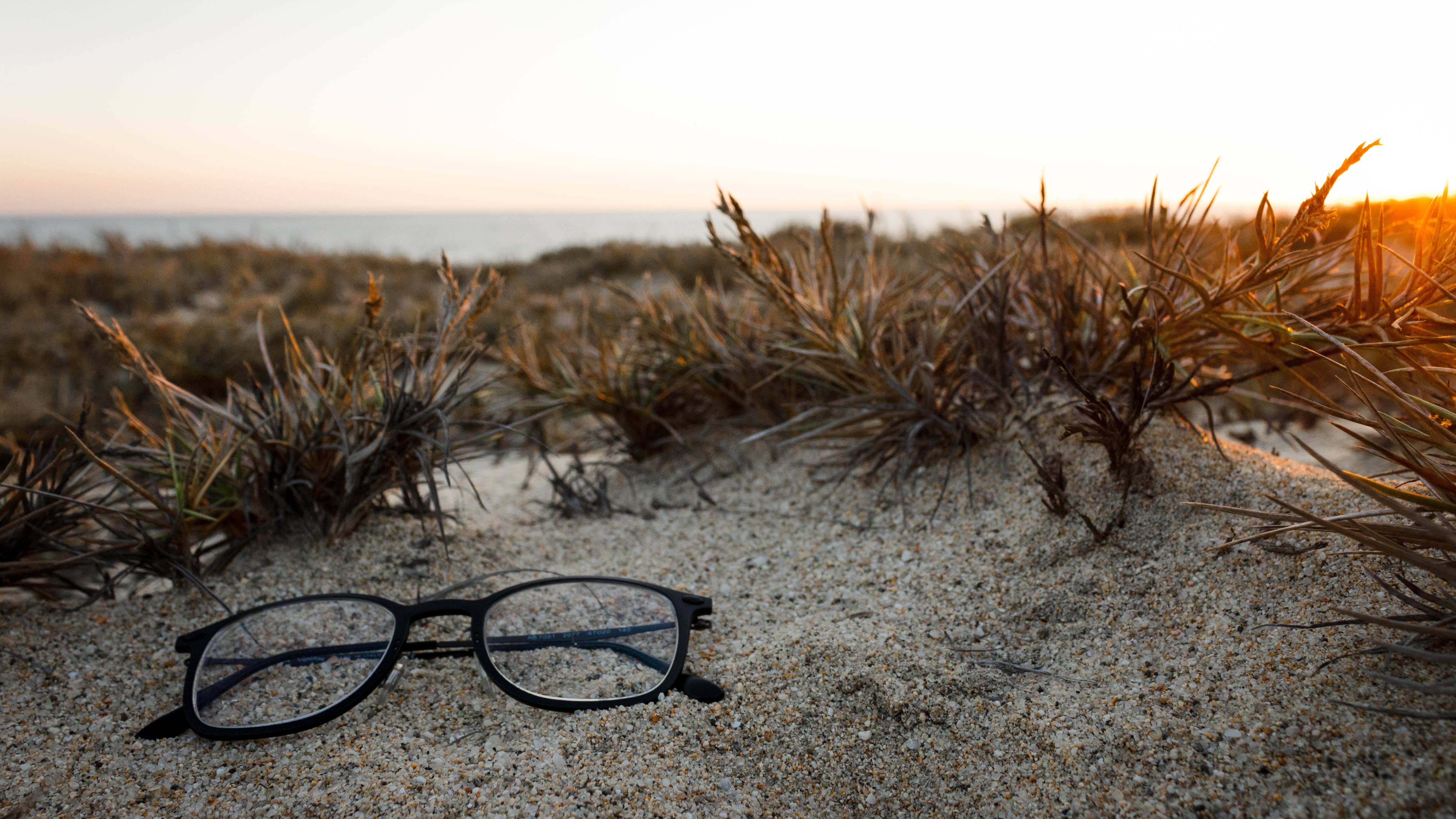 glasses, land, outdoors, no people, horizon, tranquility, sand dune, beach, glass, ocean, nature, eyeglass, scenics - nature, beauty in nature, near, water, HD Wallpaper