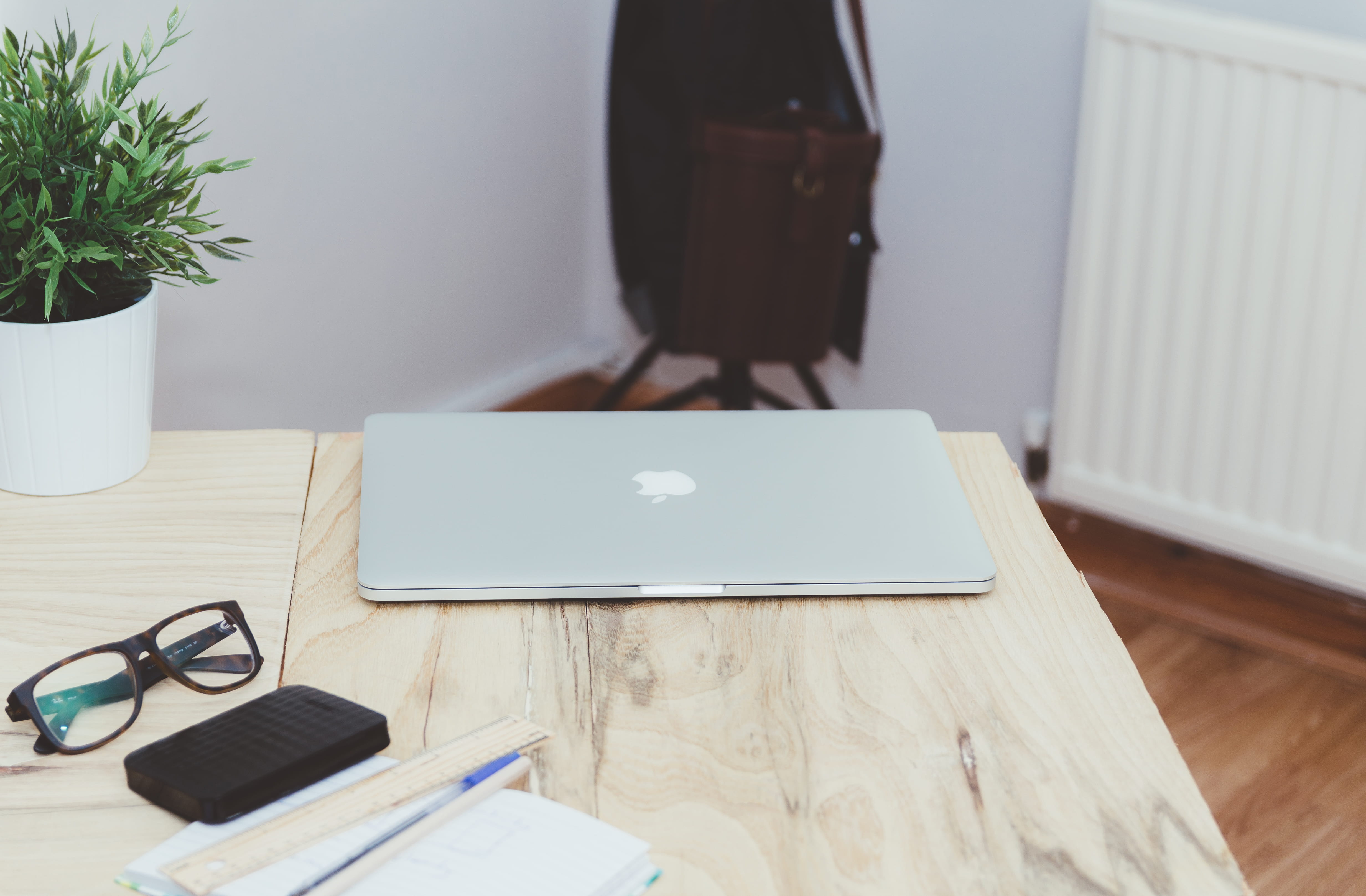one person, green plant, wooden table, wood - material, business, office, external hard drive, indoors, table, desk, publication, 4K, wireless technology, HD Wallpaper