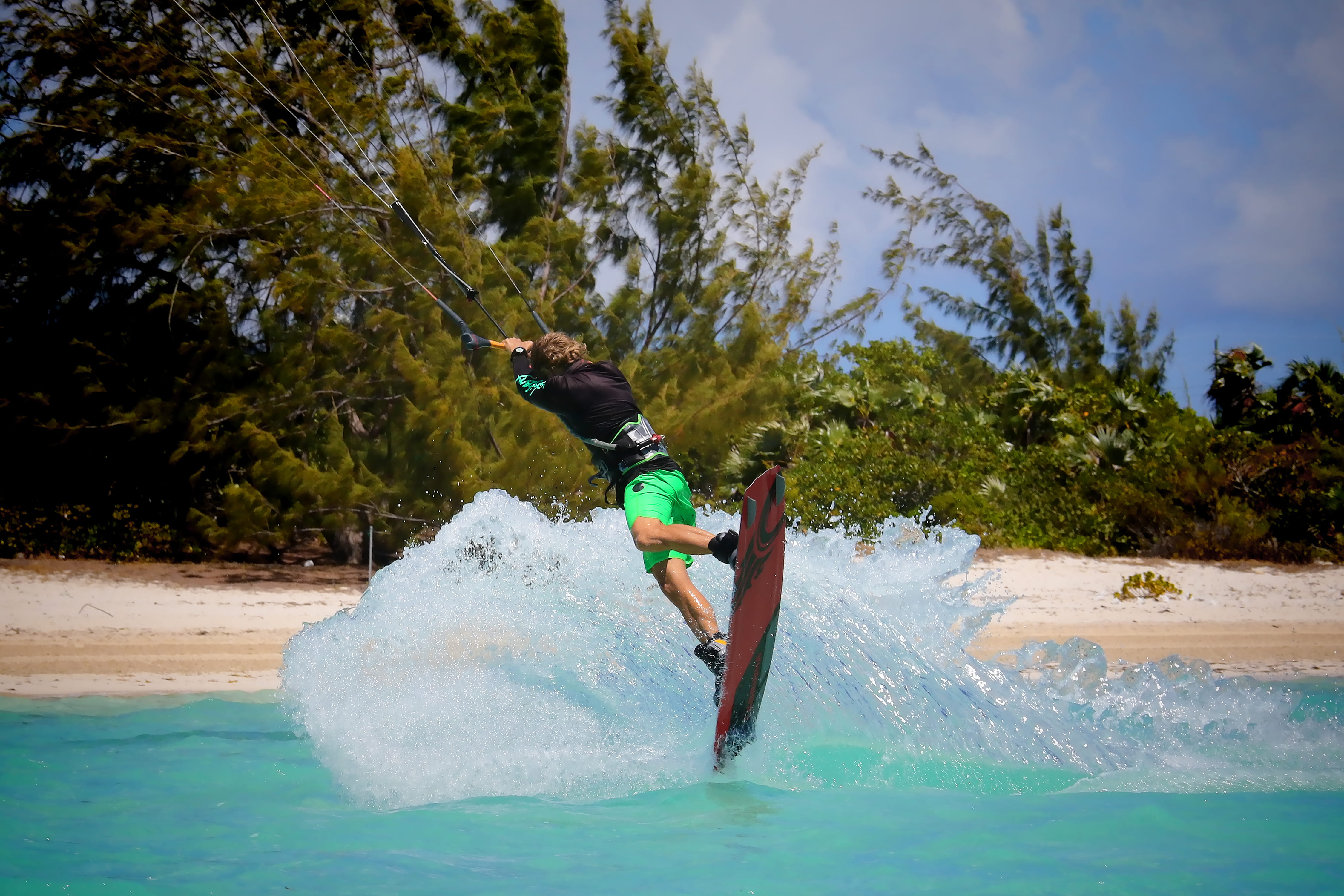 beach, excitement, nature, water sports, action, surfboard, tree, leisure, lifestyles, fun, motion, adventure, sport, ocean, aquatic sport, lifestyle, sky, HD Wallpaper