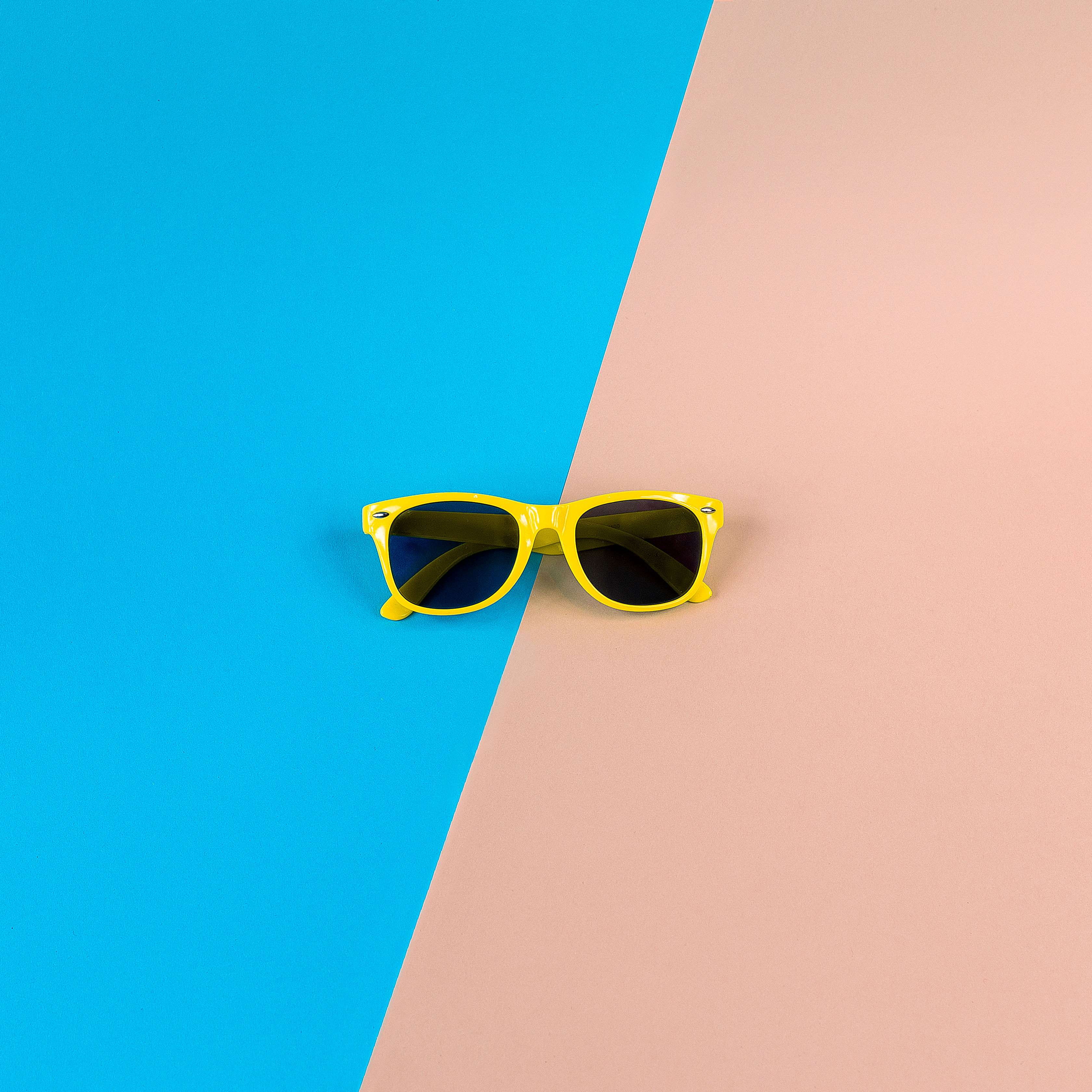 eyewear, copy space, sunglasses, retro, orange color, personal accessory, clear sky, 2K, pastel, pink color, outdoors, wayfarer, shades, glasses, protection, Phone HD Wallpaper