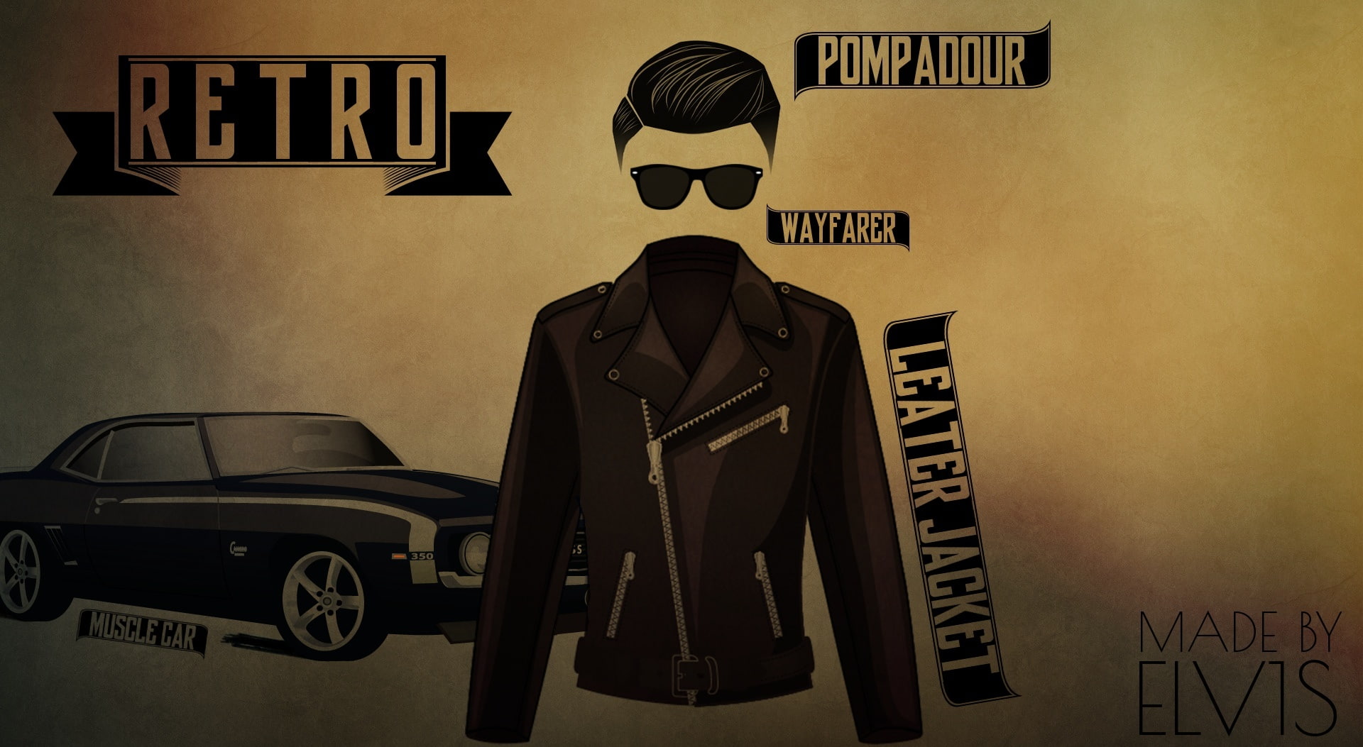 retro, car, guidance, leather, 80s, standing, arrow symbol, capital letter, occupation, sign, one person, wayfarer, communication, muscle, jacket, wall - building feature, HD Wallpaper