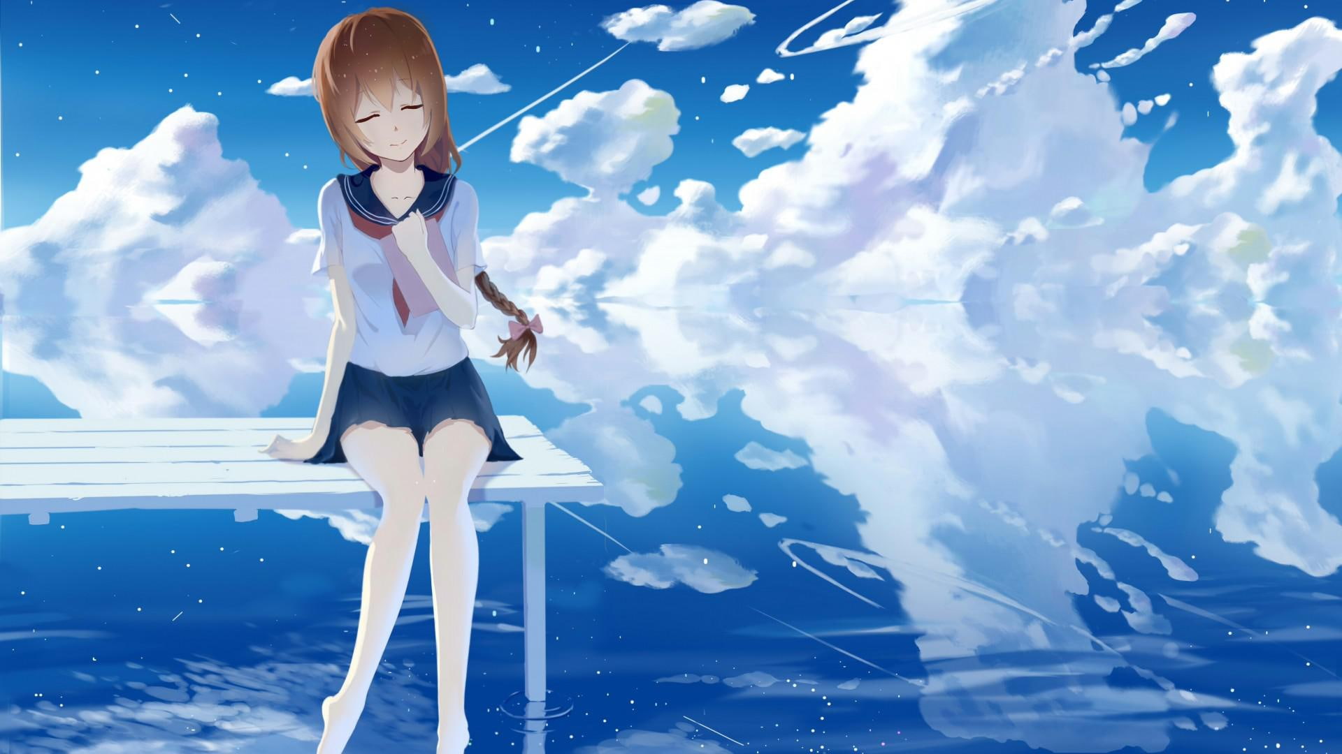poetry, 1080P, poetry and dream girl, anime, looking, girl, dream, good, good-looking anime, HD Wallpaper