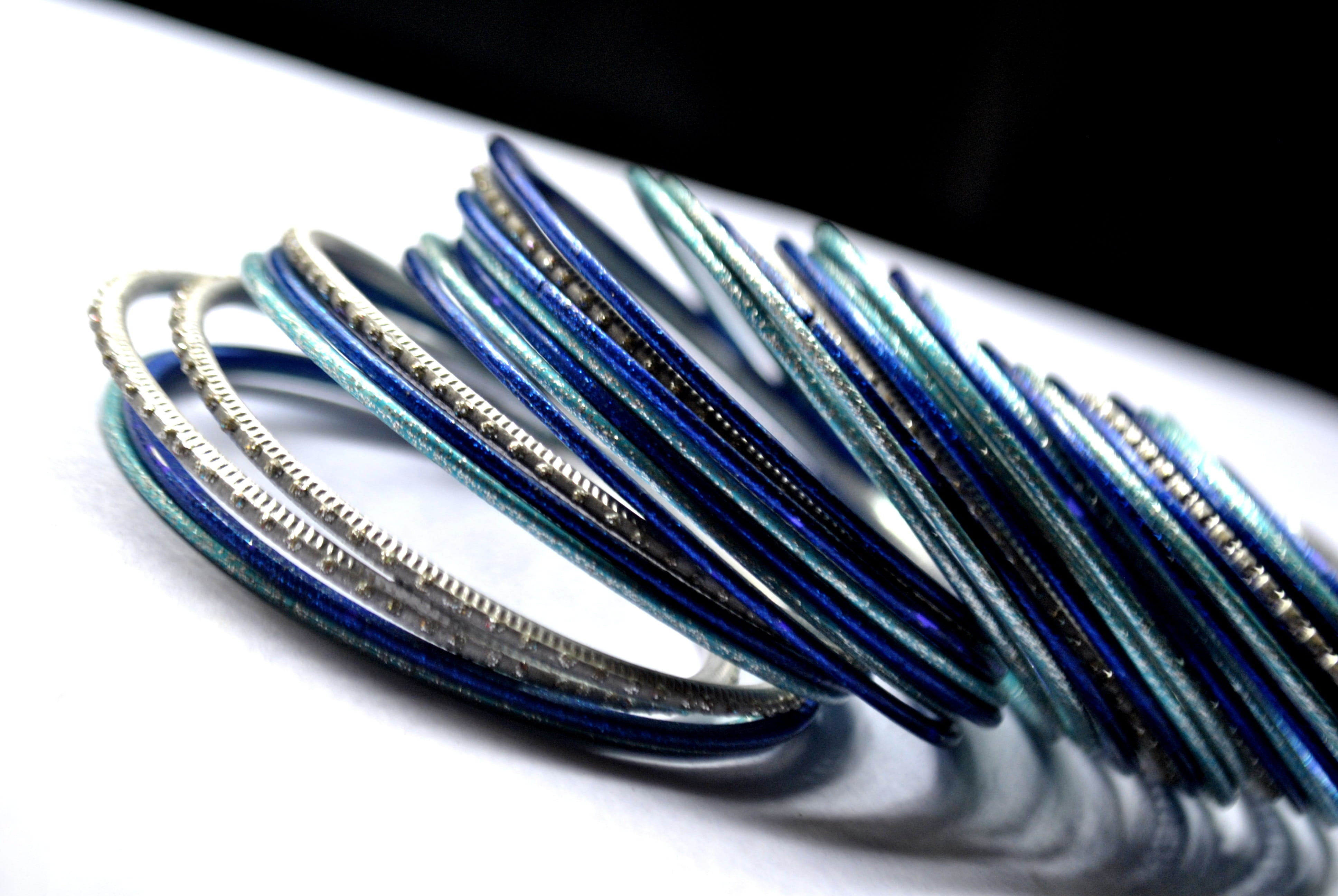 white background, single object, no people, blue, fashion, studio shot, elegance, large group of objects, close-up, focus on foreground, Bangles, connection, HD Wallpaper